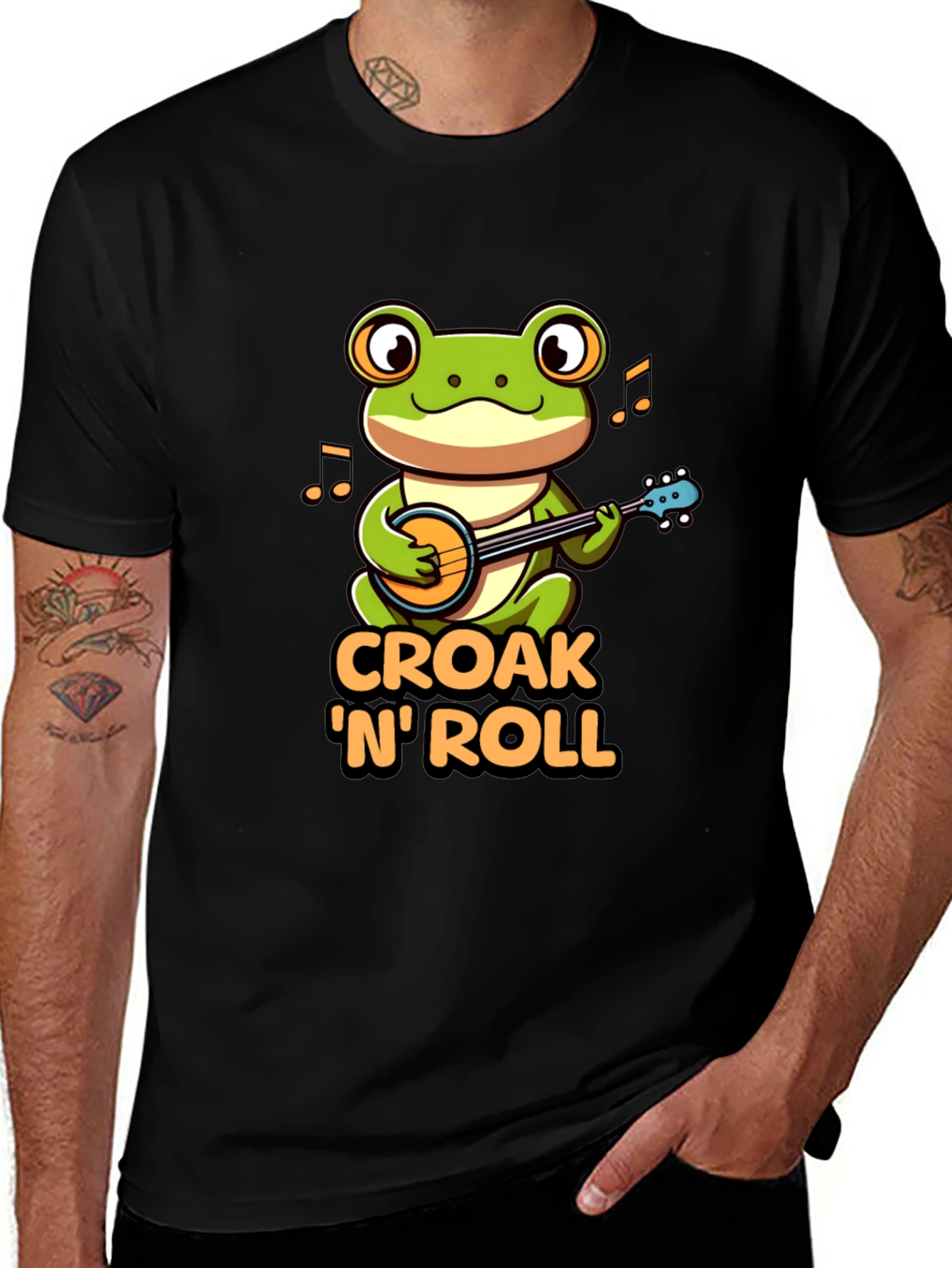 Variant 29 of Croak 'N' Roll Frog T-Shirt - Banjo Playing Amphibian Tee