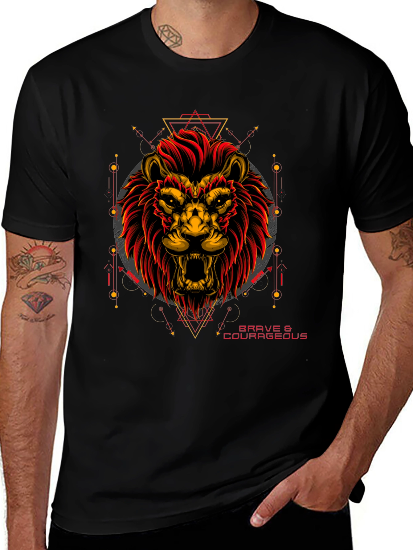 Variant 11 of Brave Lion Graphic Tee - Men's Black T-Shirt