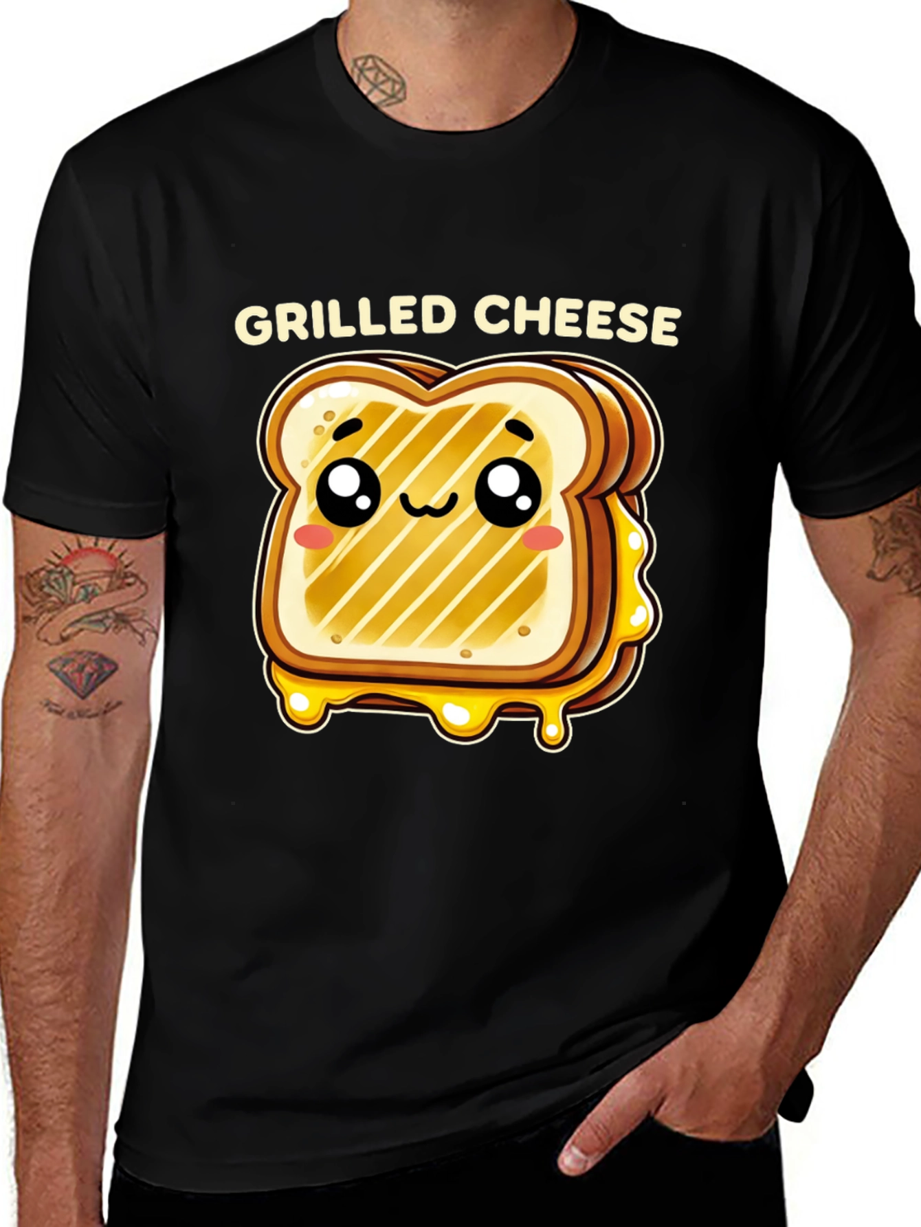 Grilled Cheese Cartoon Graphic T-Shirt