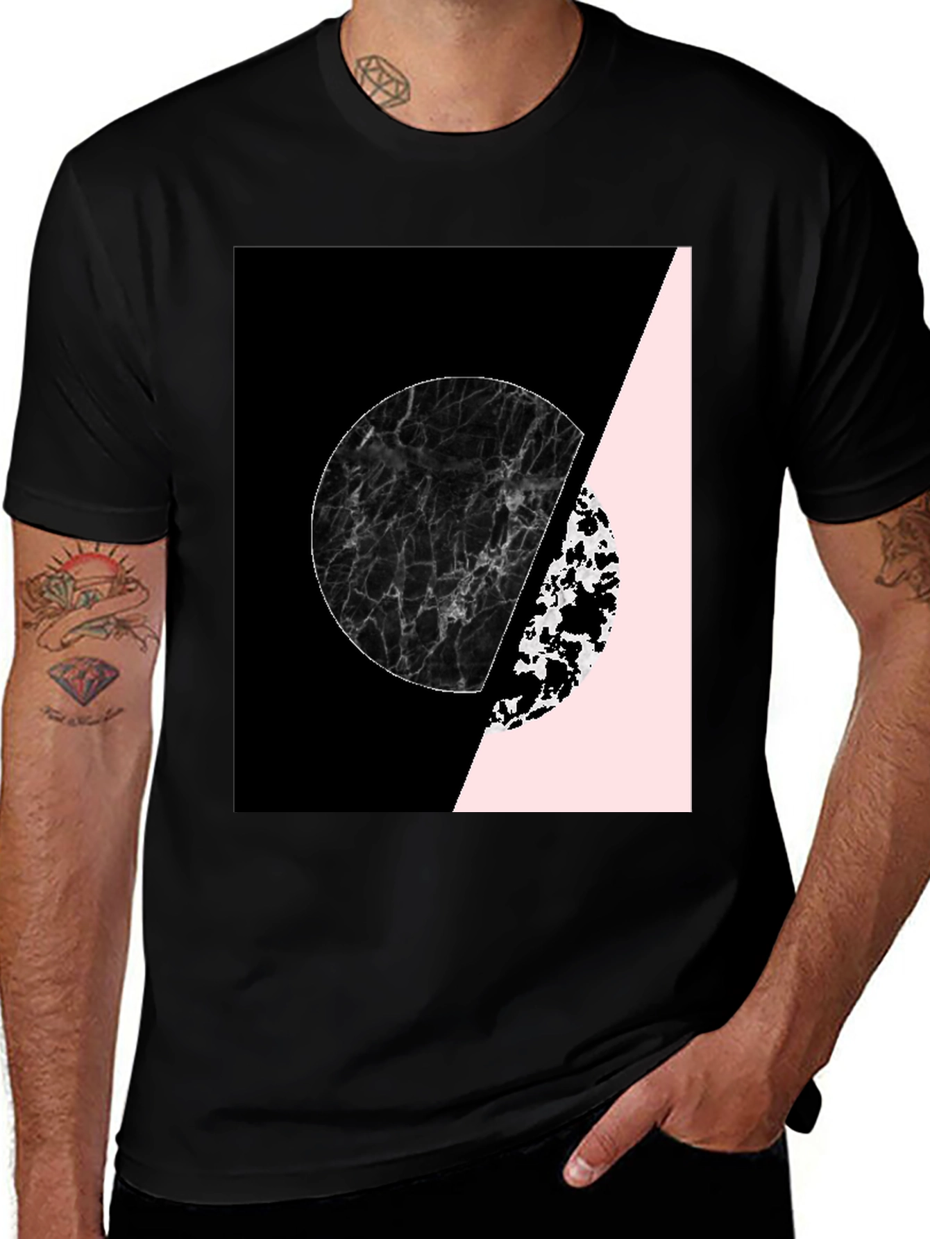 Variant 4 of Abstract Geometric T-Shirt - Marble & Pink