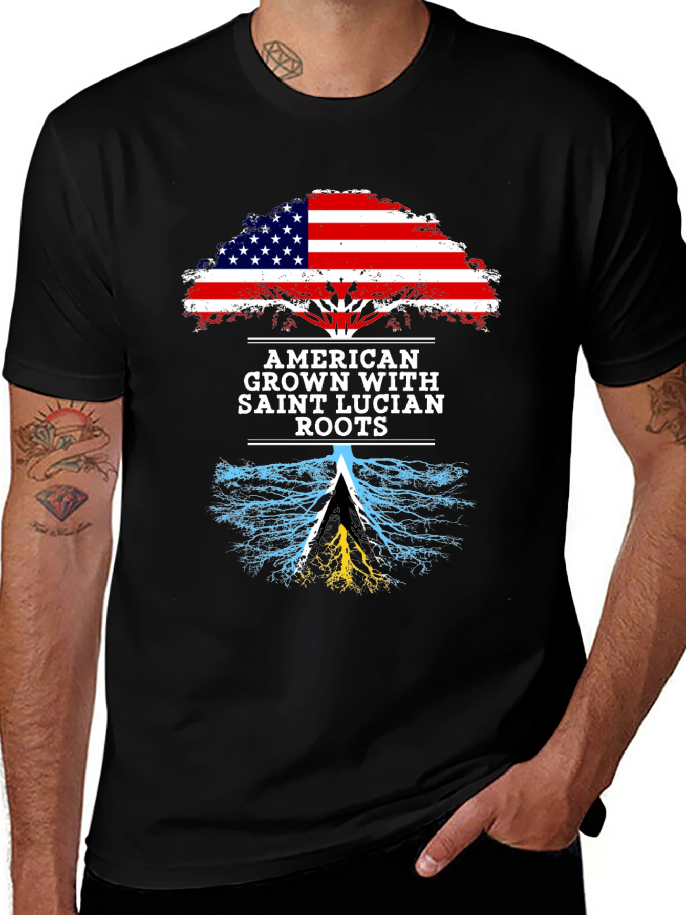 American Grown with Saint Lucian Roots T-Shirt