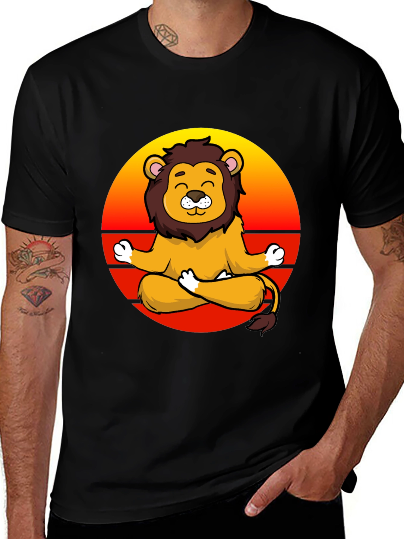 Variant 14 of Zen Lion T-Shirt - Meditating Cartoon Lion Graphic Tee