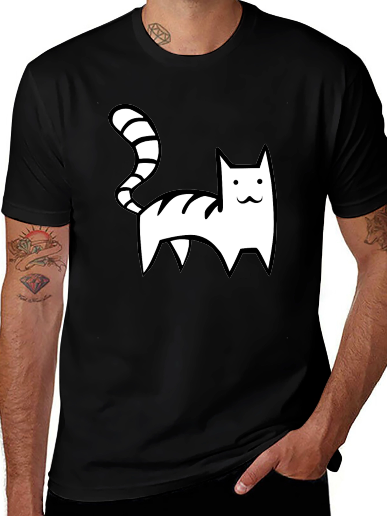 Variant 10 of Cool Cat Graphic Tee - Black Casual Shirt