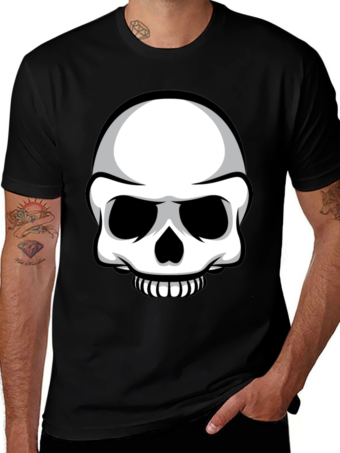 Variant 15 of Skull Graphic Black T-Shirt - Men's Casual Tee