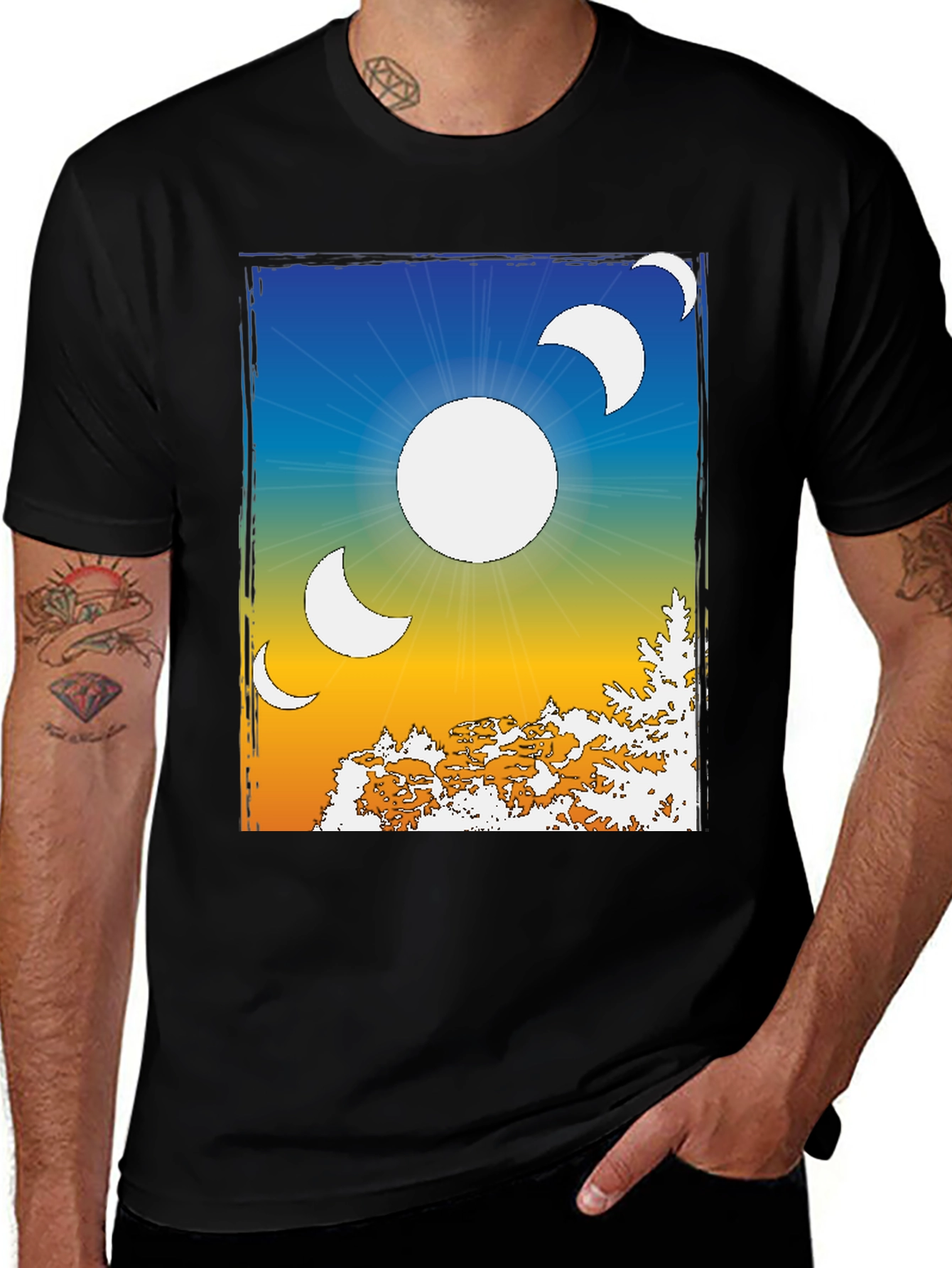 Variant 22 of Moon Phases Graphic Tee - Men's Short Sleeve Black T-Shirt