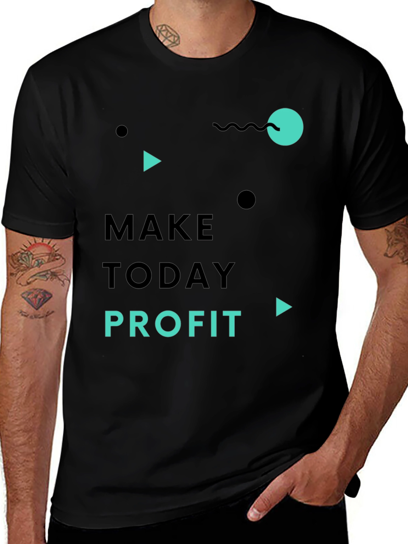 Make Today Profit Graphic Tee - Black Casual T-Shirt