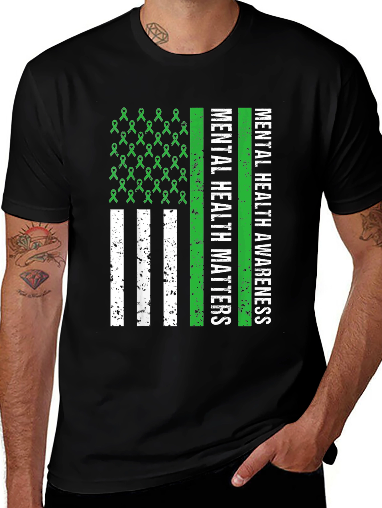 Variant 16 of Mental Health Awareness Ribbon Flag Tee