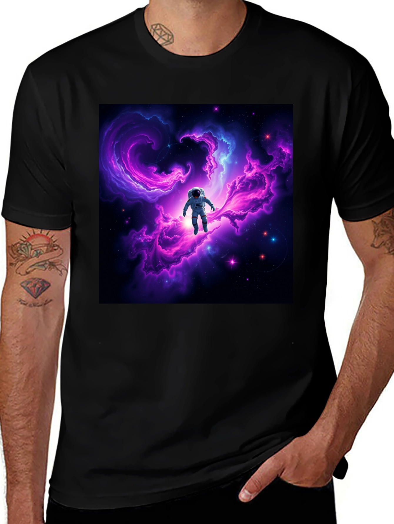 Variant 21 of Astronaut Nebula Graphic Tee - Black