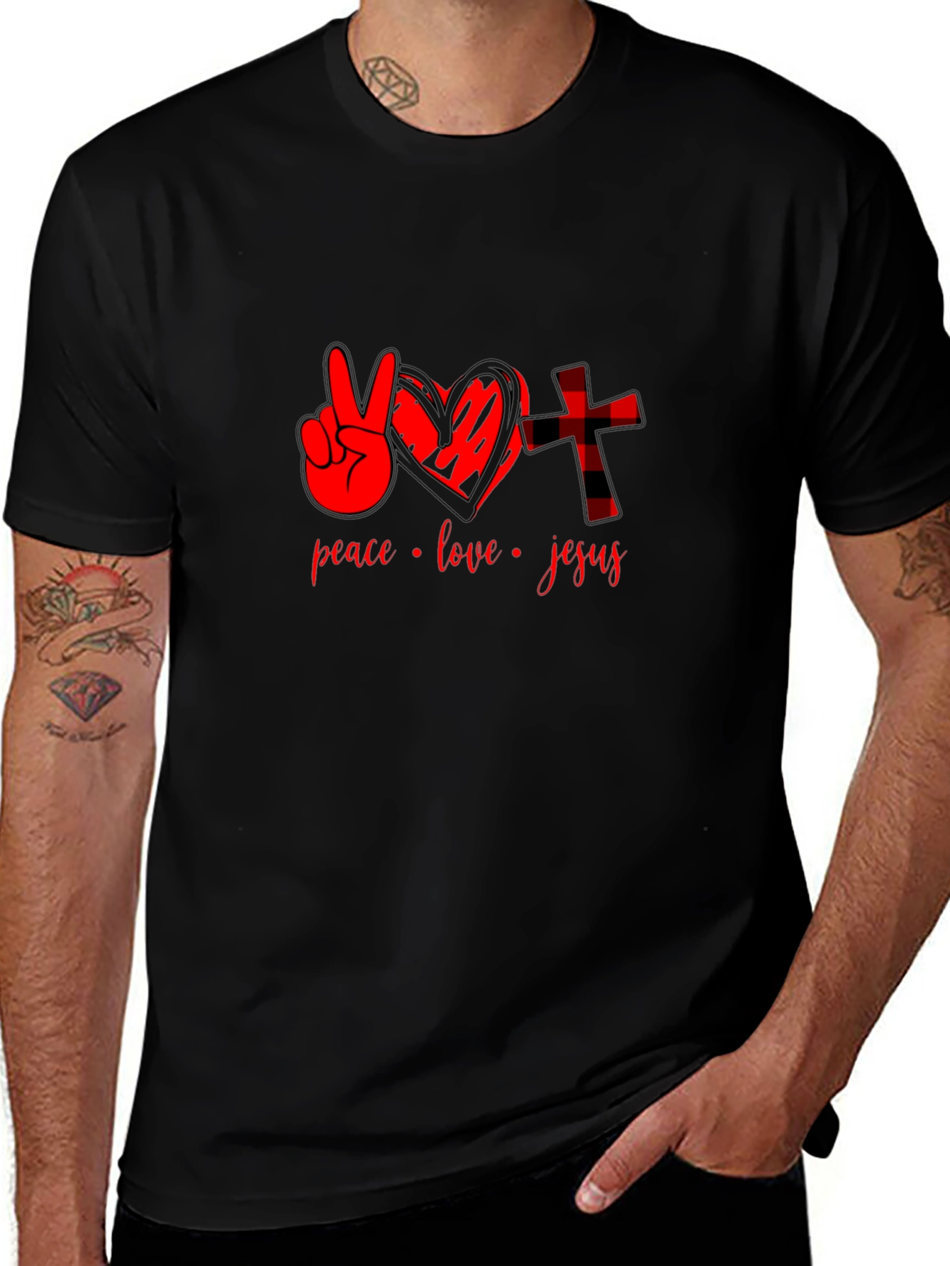 Variant 4 of Peace Love Jesus Graphic Tee