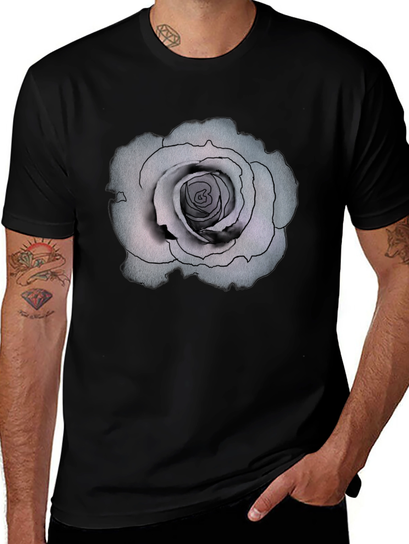 Variant 5 of Rose Graphic Black T-Shirt
