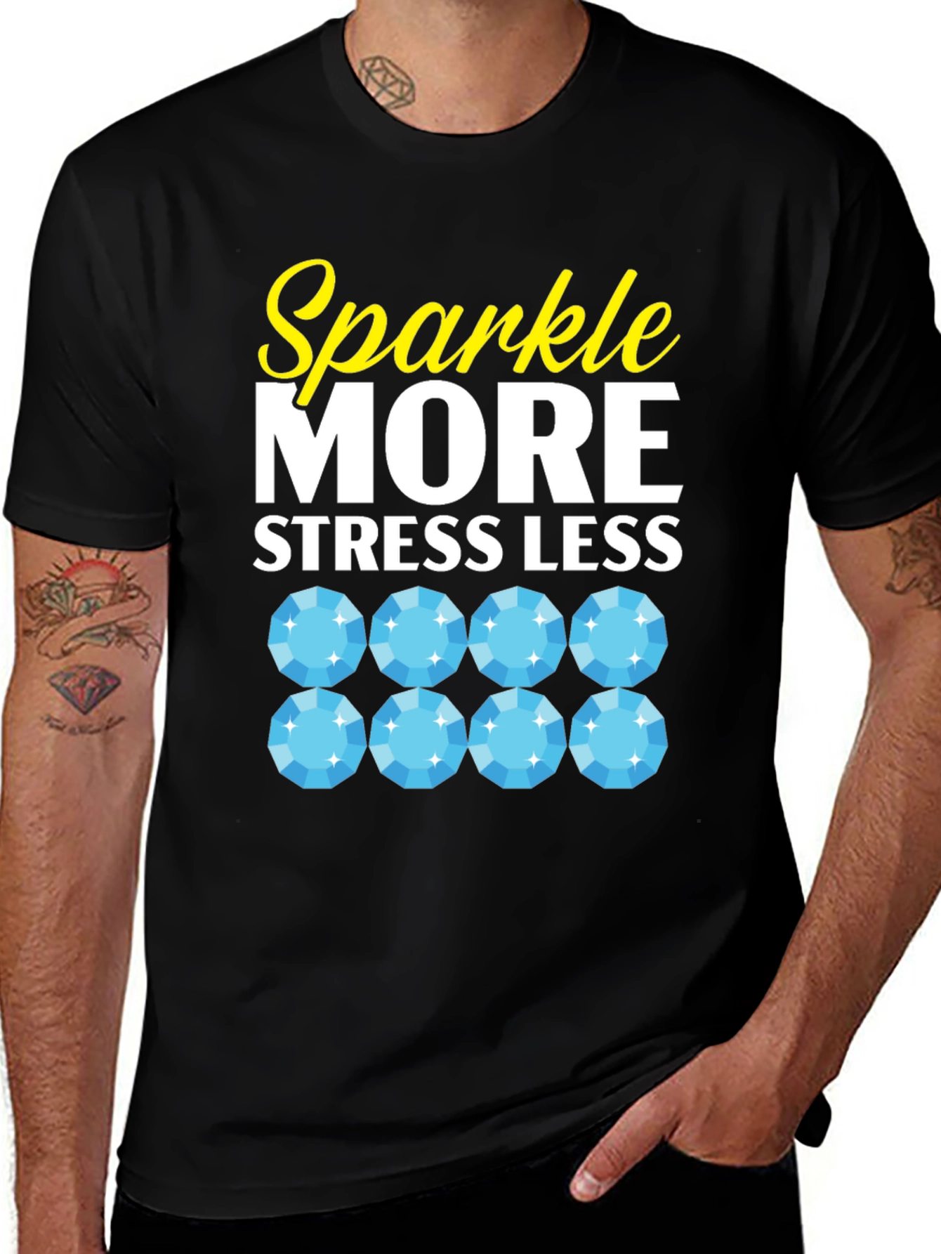 Variant 9 of Sparkle More Stress Less Graphic T-Shirt