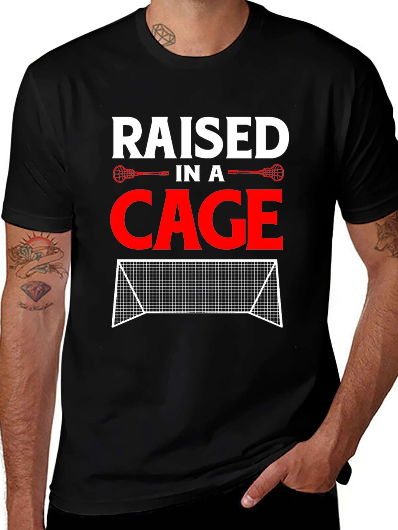 Variant 18 of Raised in a Cage Lacrosse T-Shirt