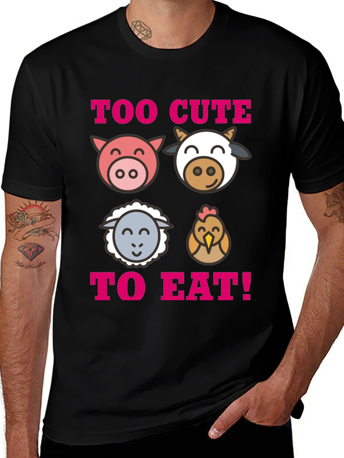 Variant 19 of Too Cute To Eat Vegan T-Shirt