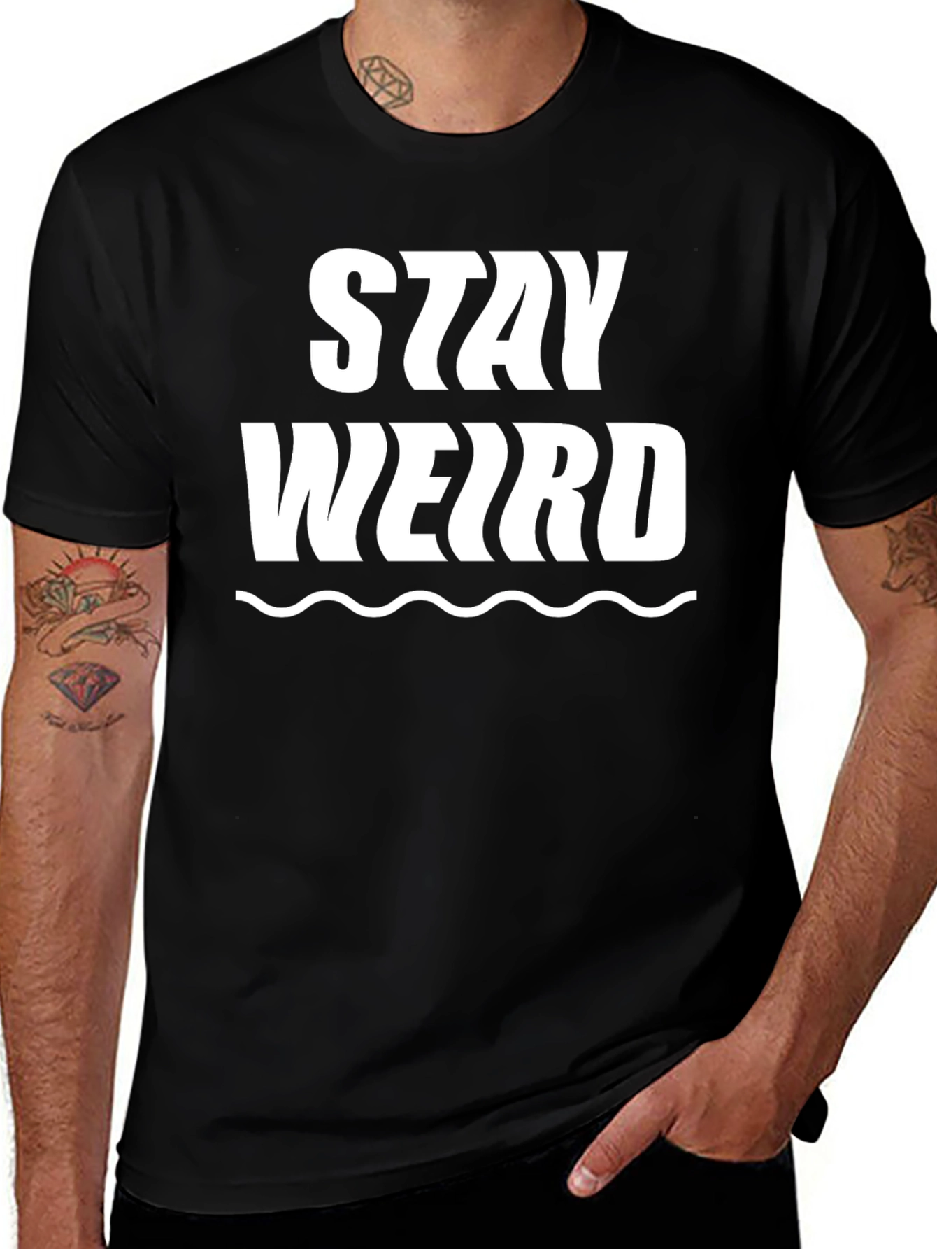 Variant 9 of Stay Weird Graphic Tee - Black