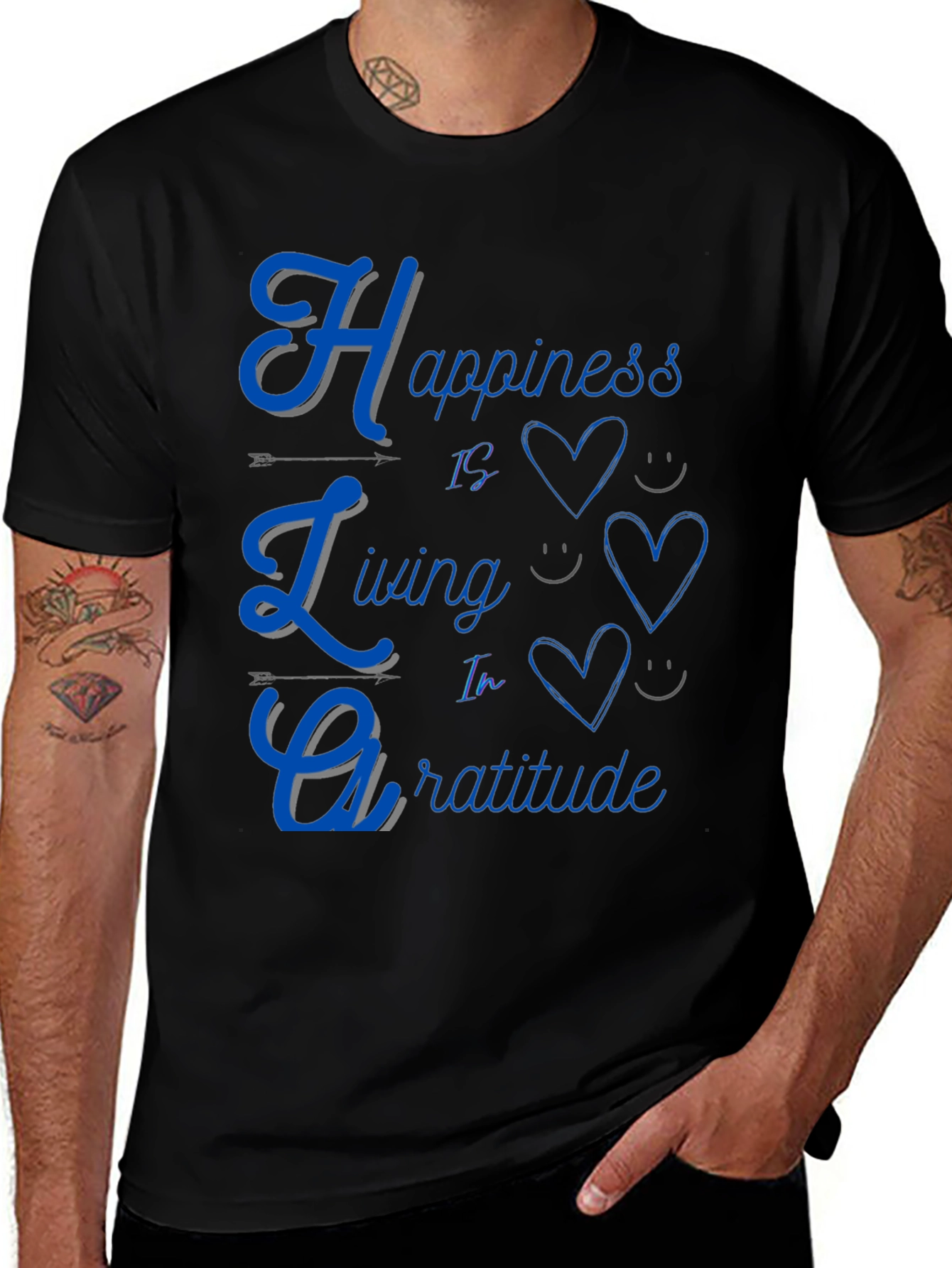 Variant 14 of Happiness Living in Gratitude Graphic Tee