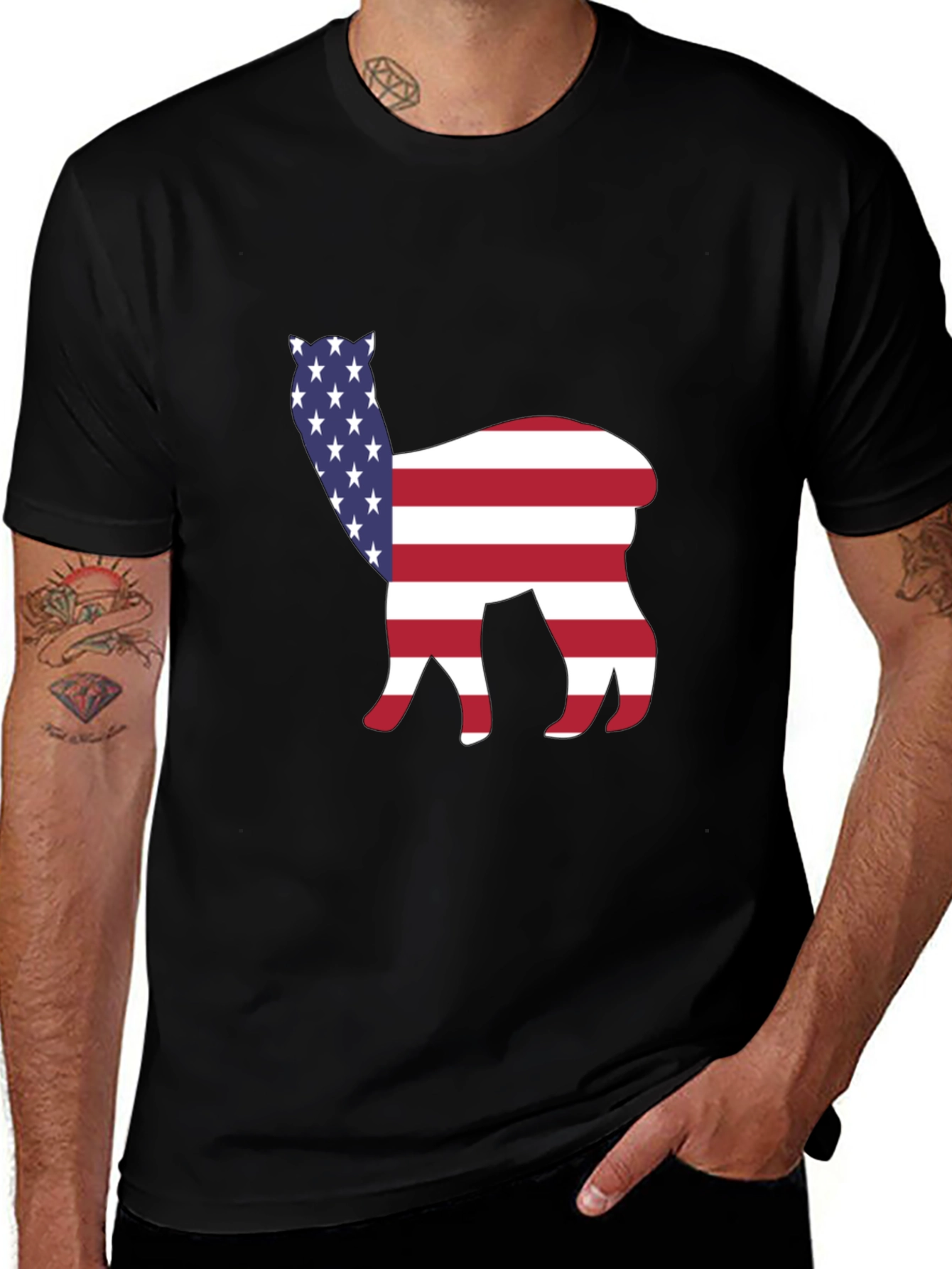 Variant 5 of American Flag Alpaca T-Shirt Patriotic USA Tee