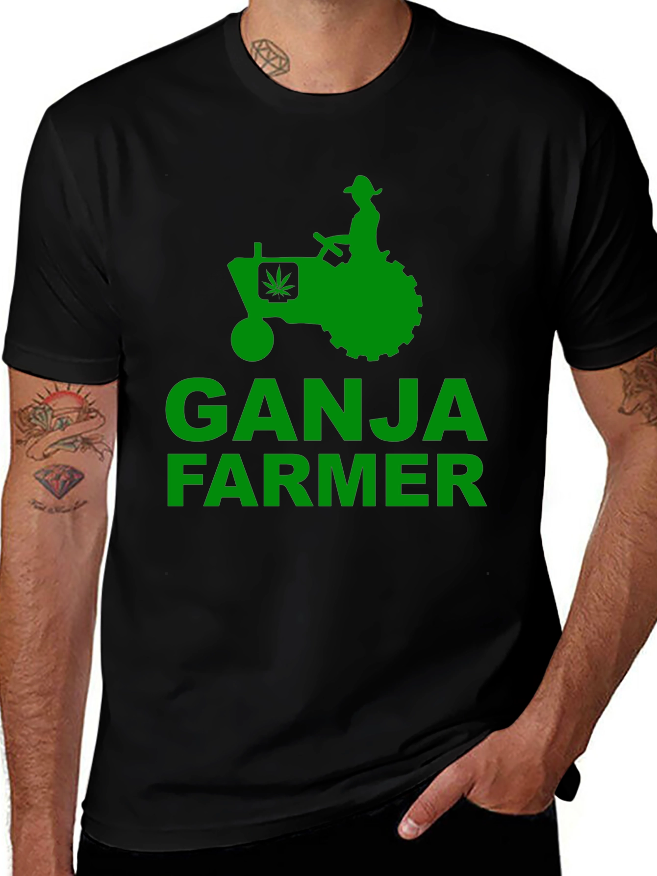 Ganja Farmer Graphic Tee - Black Cotton