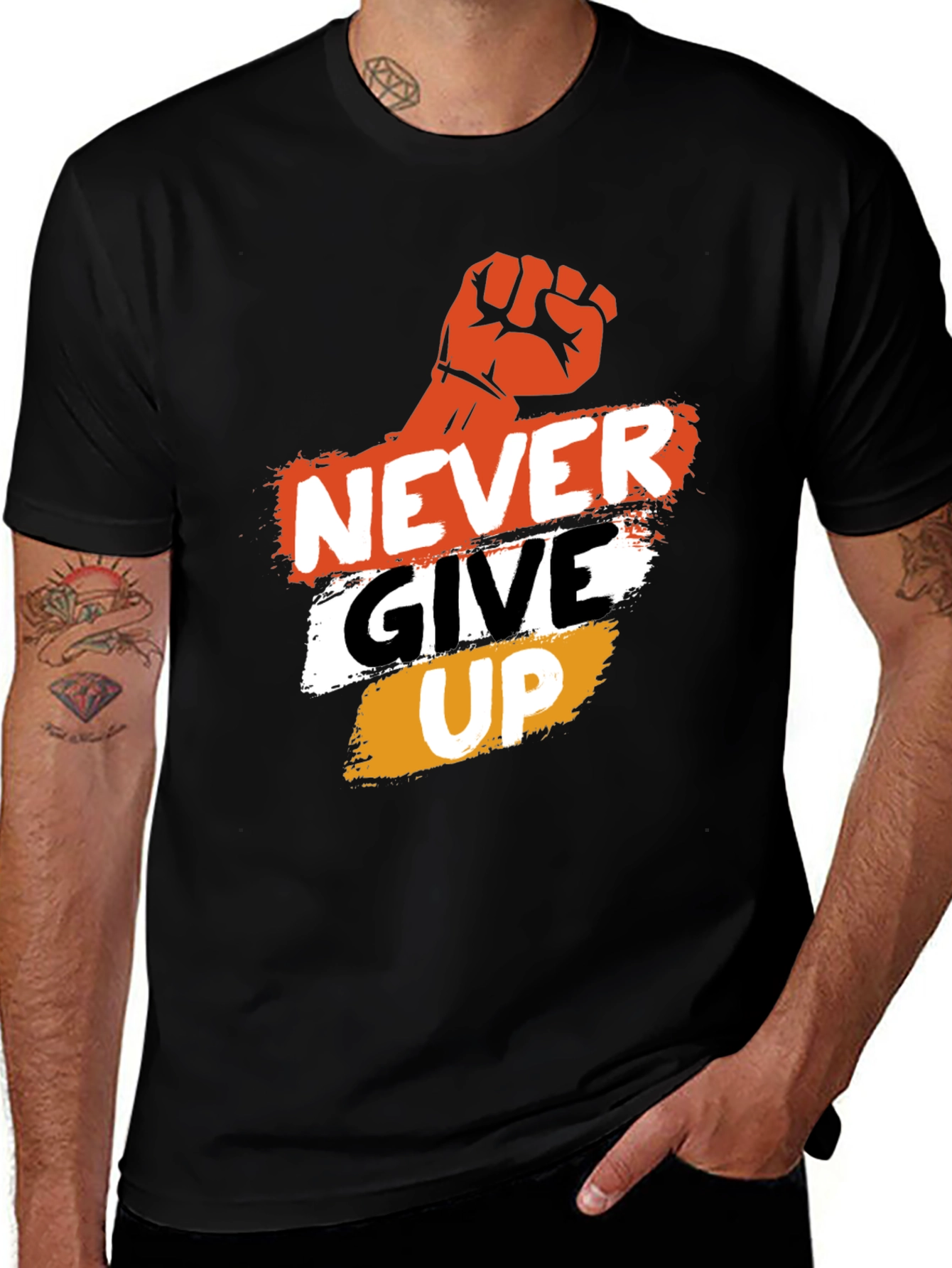 Variant 18 of Never Give Up Graphic Tee - Motivational Men's T-Shirt