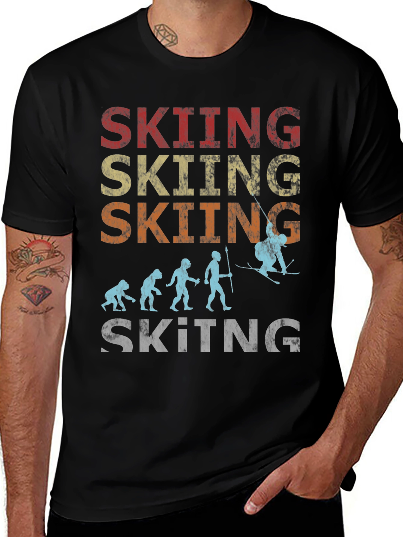 Variant 5 of Vintage Skiing Evolution T-Shirt