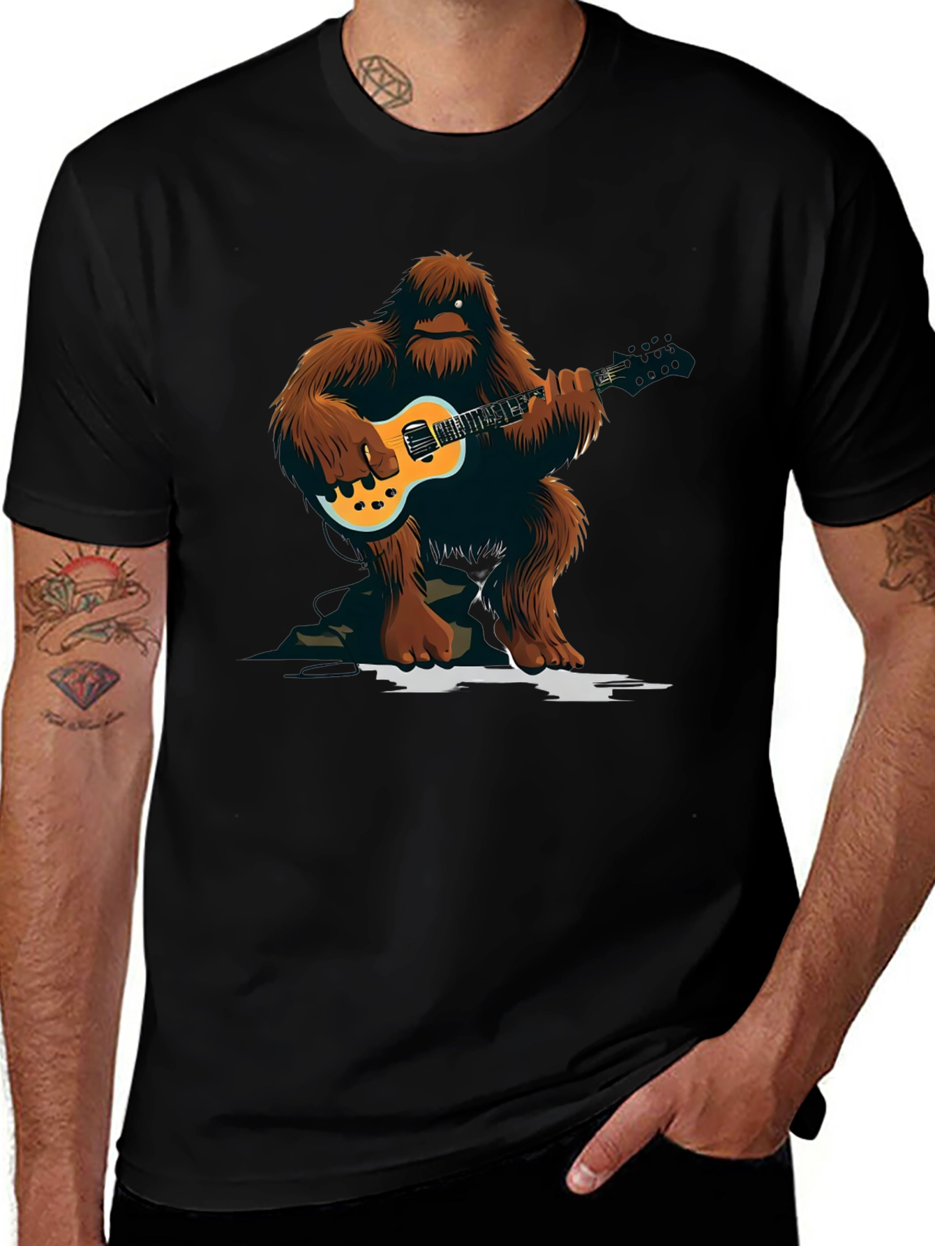 Variant 21 of Bigfoot Guitarist Graphic Tee - Black