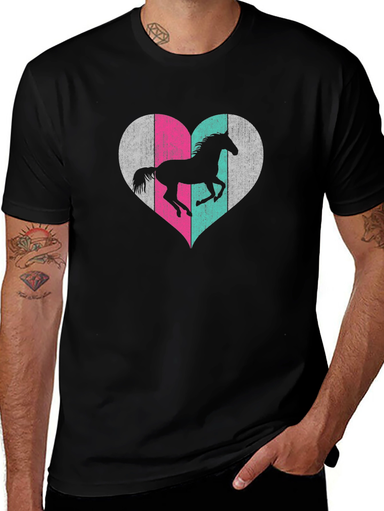 Variant 9 of Horse Heart Graphic Tee - Unisex Black T-Shirt