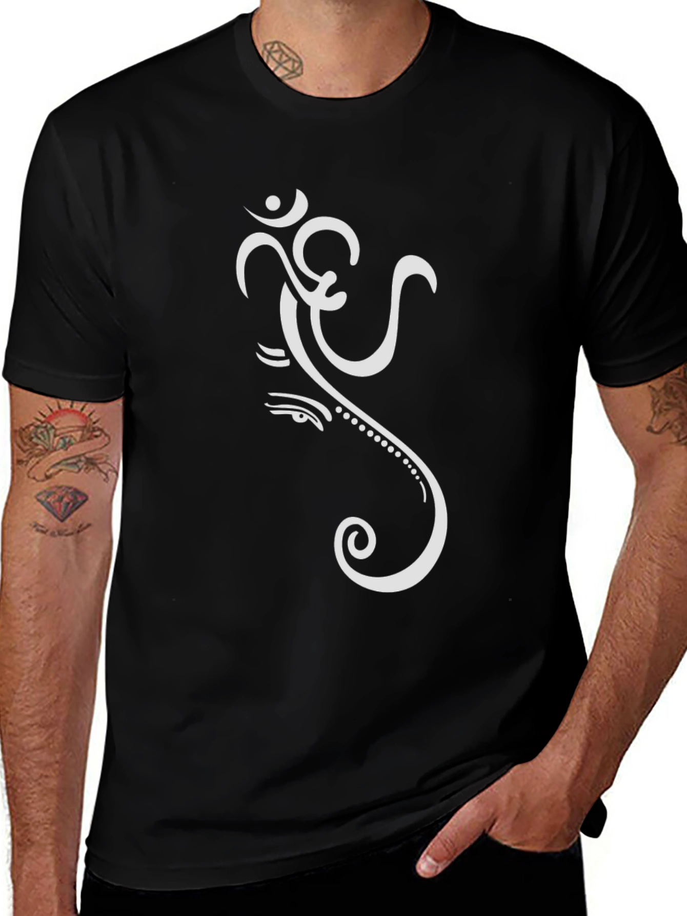 Om Ganesha Graphic Tee - Black Cotton T-Shirt