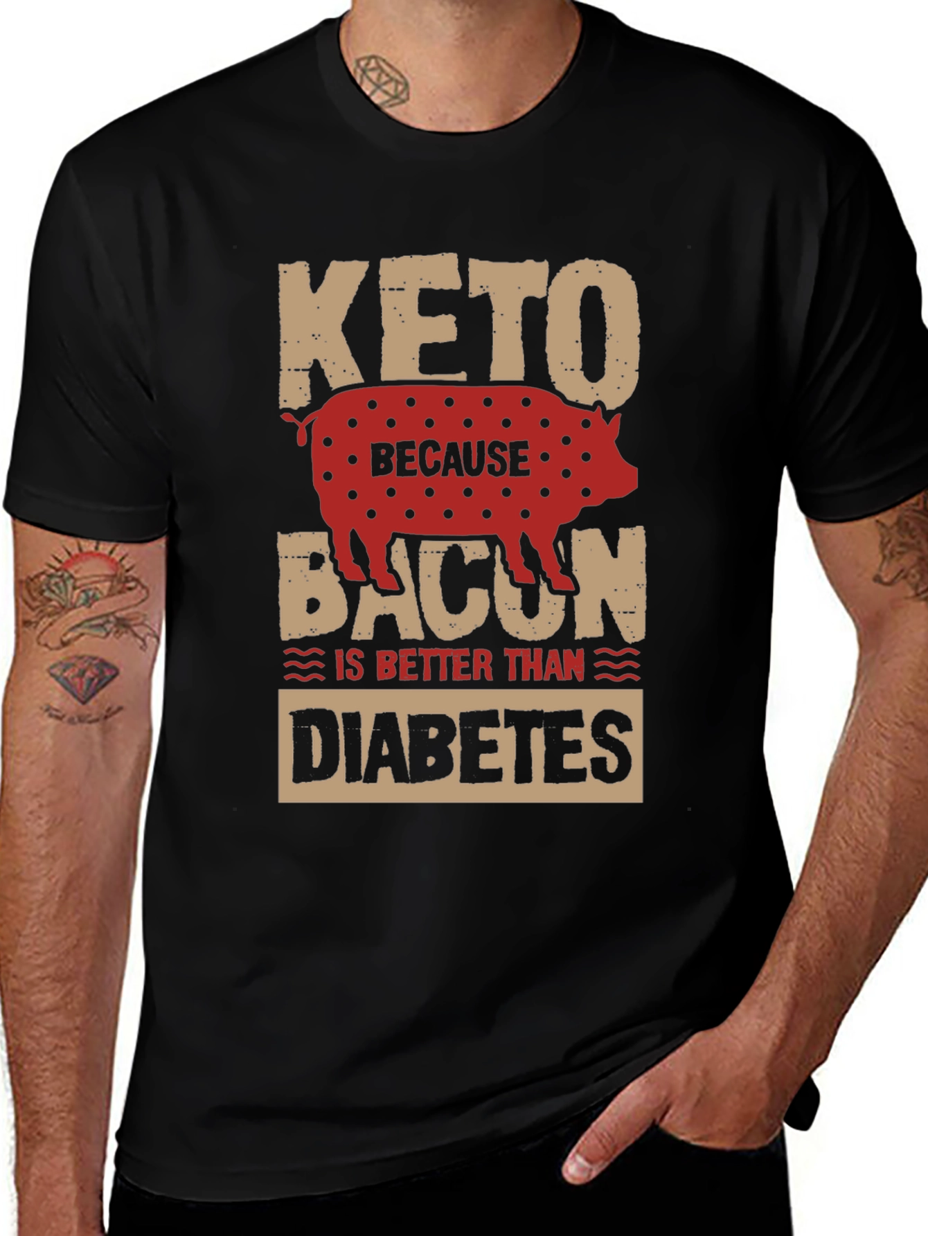 Variant 6 of Keto Bacon is Better Than Diabetes Graphic T-Shirt