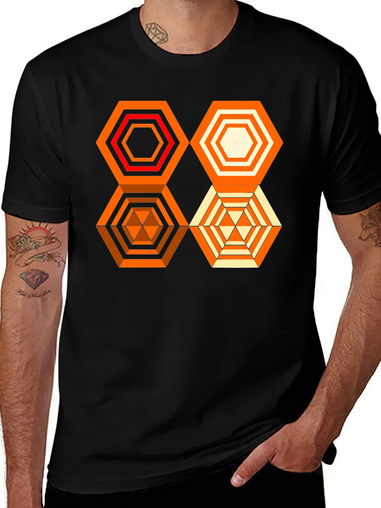 Geometric Hexagon Design Tee