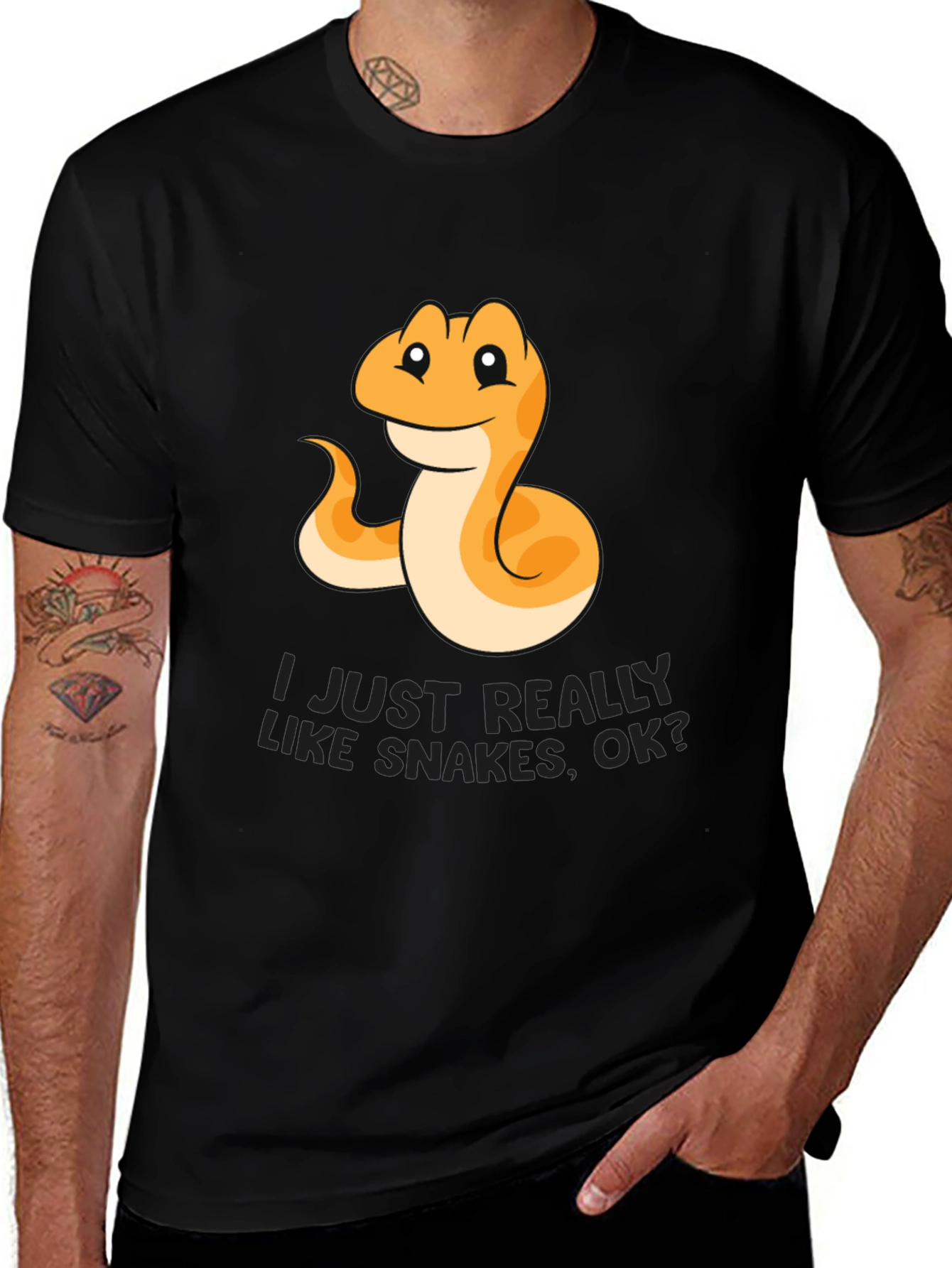 Variant 28 of Cute Snake Graphic Tee - I Just Really Like Snakes