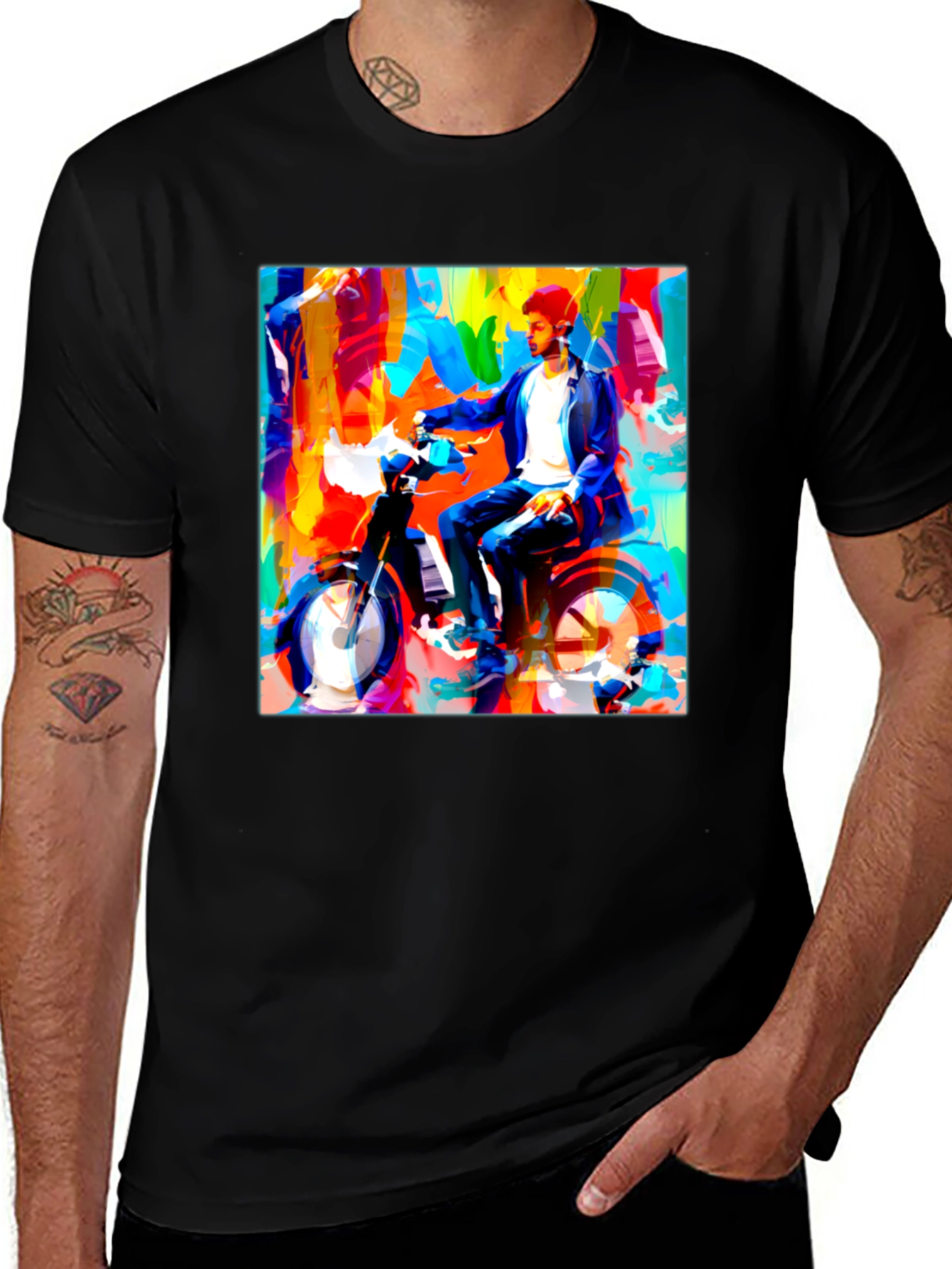 Variant 10 of Colorful Artistic Motorcycle Ride Graphic Tee