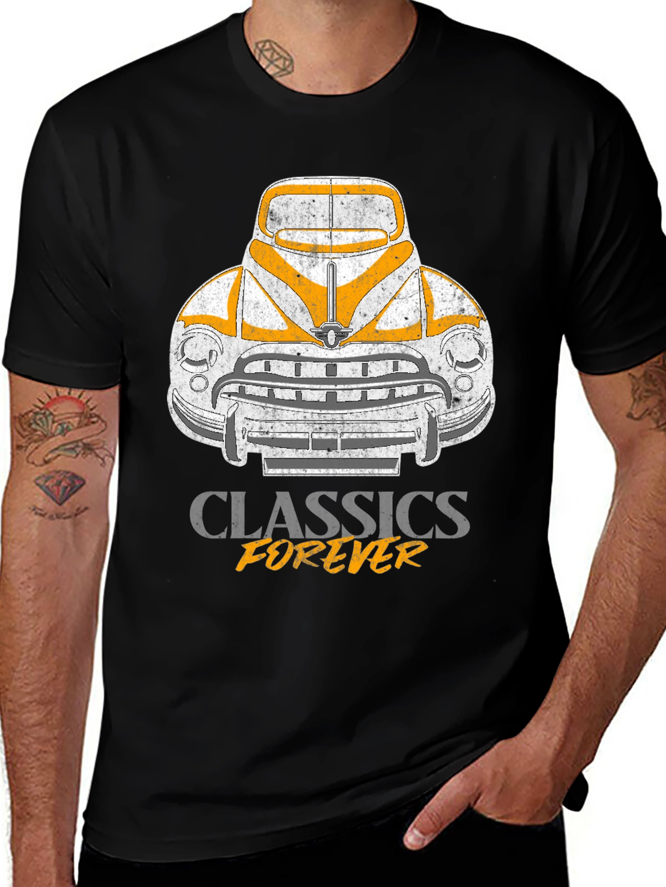 Black Classic Car Graphic T-Shirt - Forever in Style main image