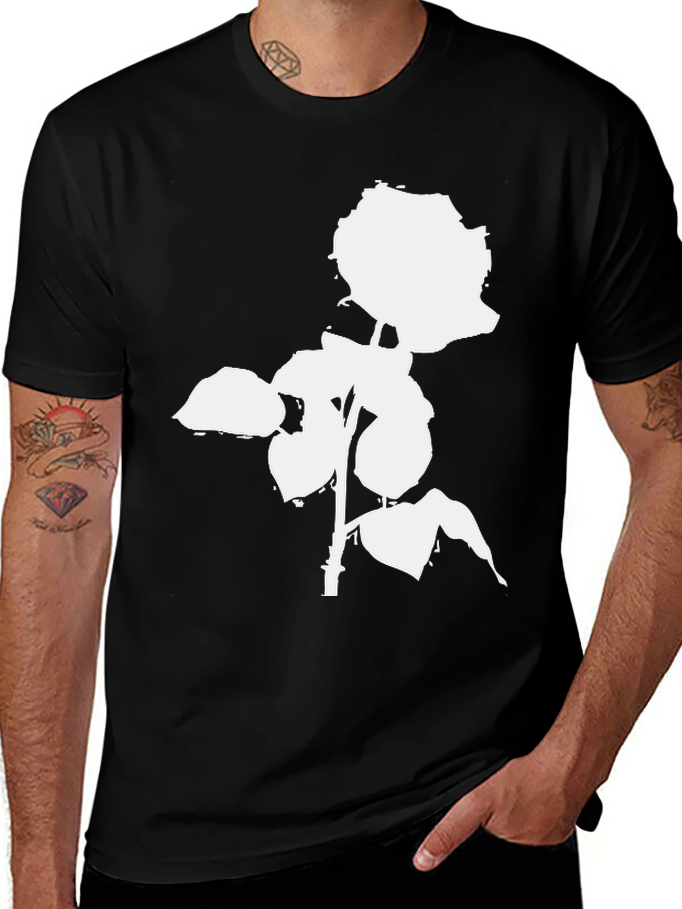 Variant 20 of Rose Graphic T-Shirt - Bold Black Tee