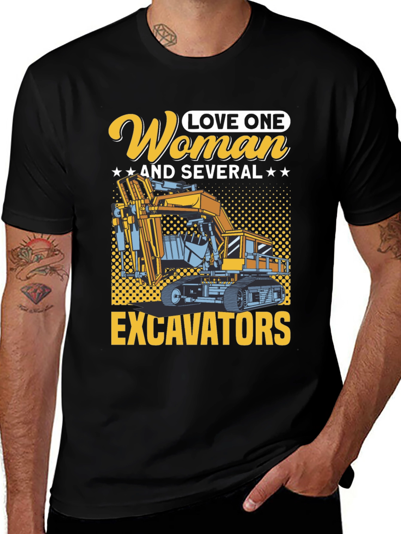 Variant 14 of Love One Woman & Several Excavators - Novelty T-Shirt