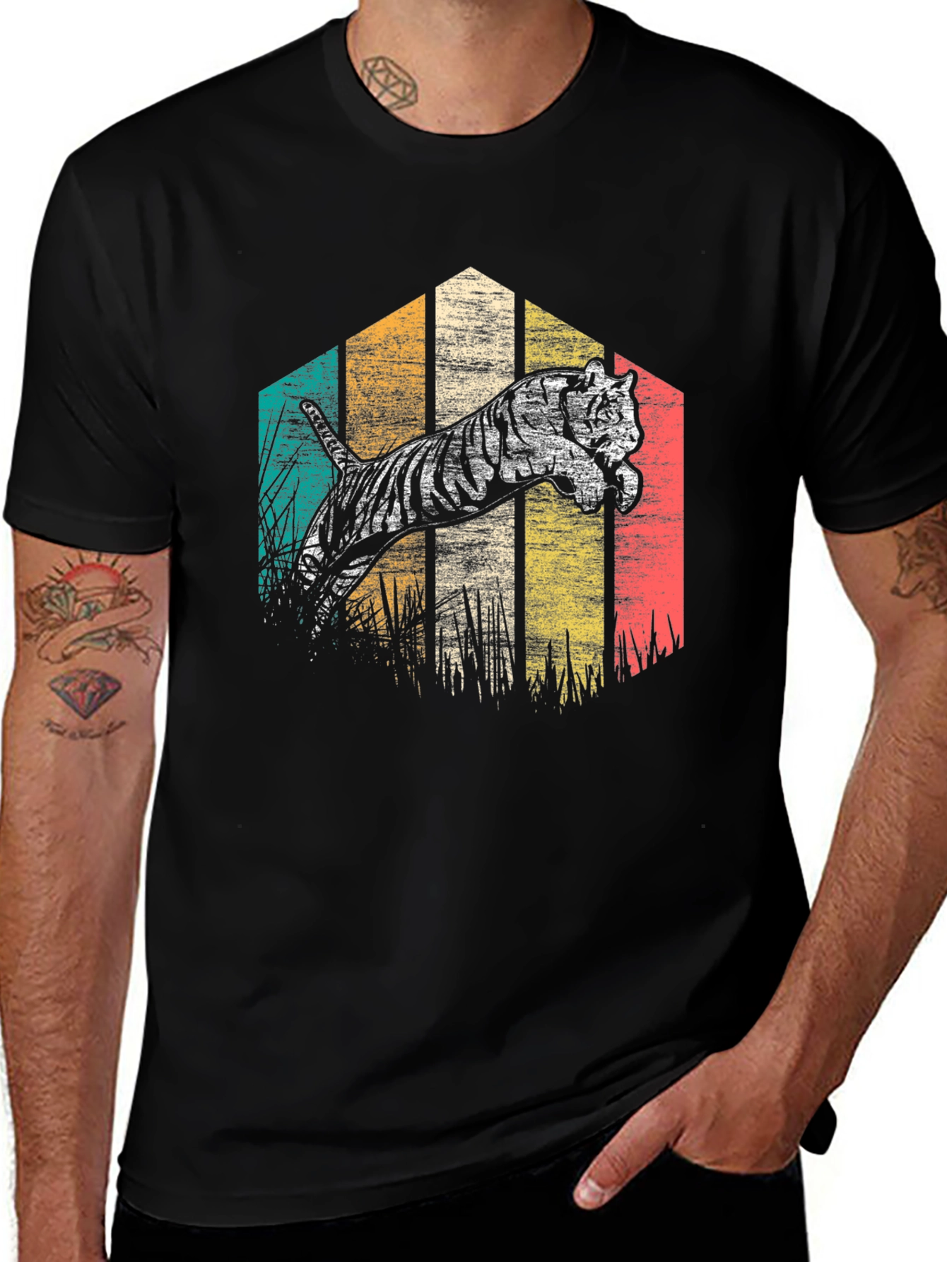 Variant 29 of Vintage Tiger Graphic Tee - Retro Style Men's T-Shirt