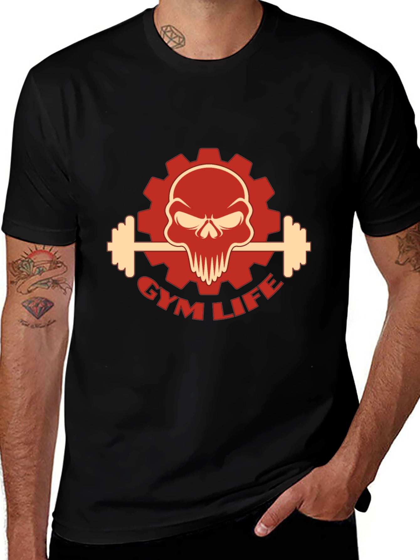 Variant 11 of Gym Life Skull Graphic T-Shirt