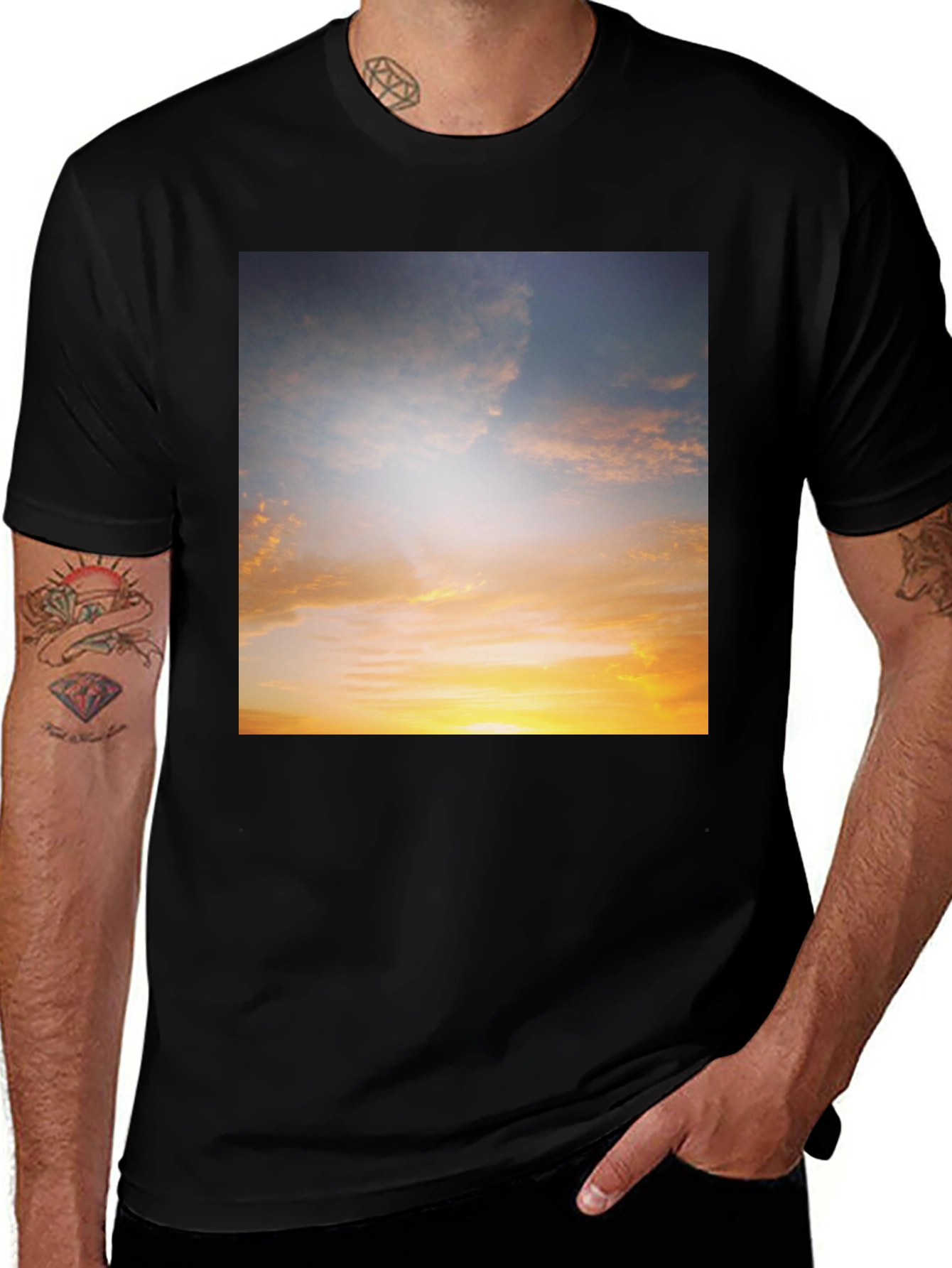 Variant 16 of Sunset Sky Graphic Black Tee Shirt