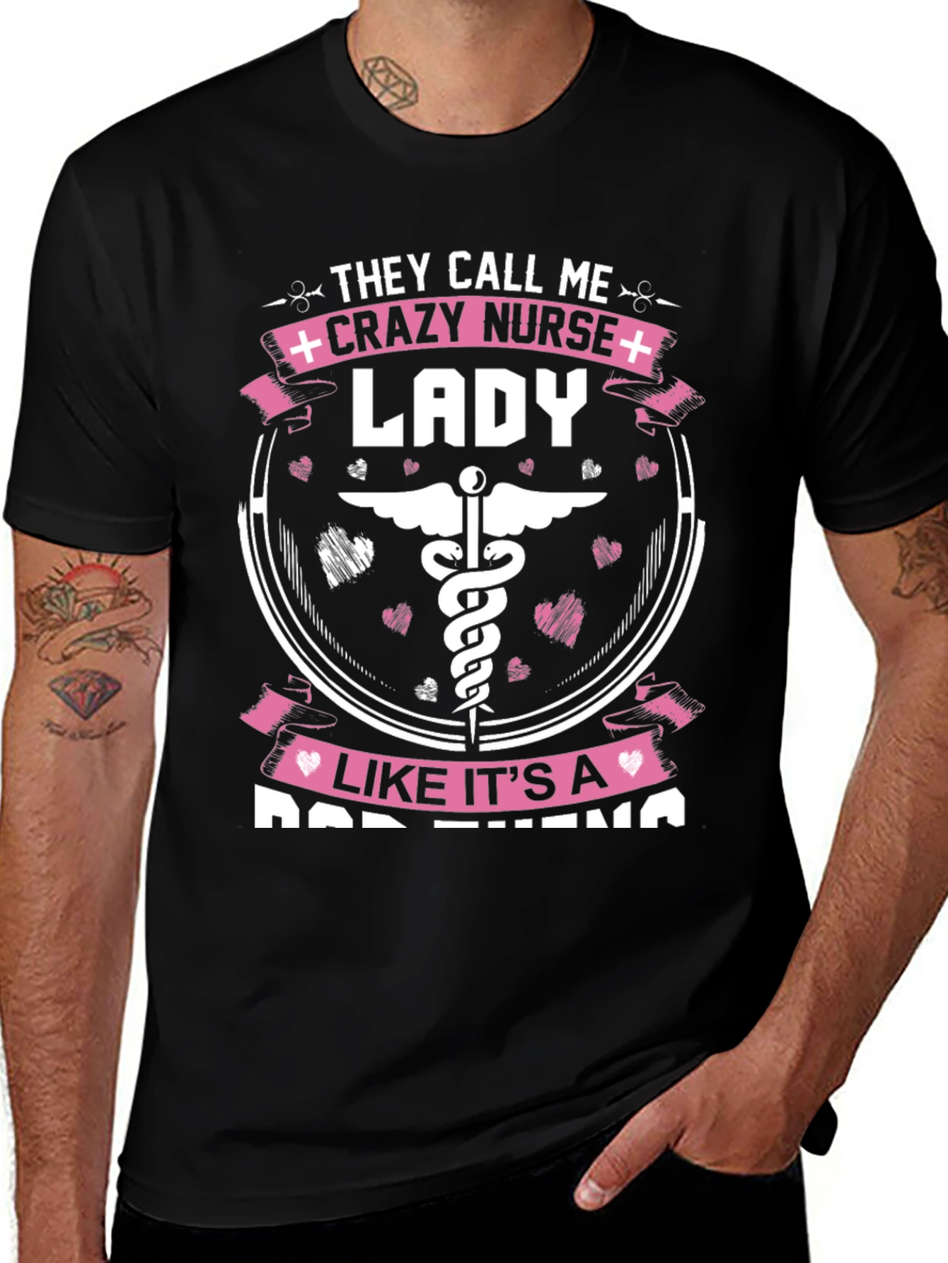 Black Crazy Nurse Lady Graphic Tee main image