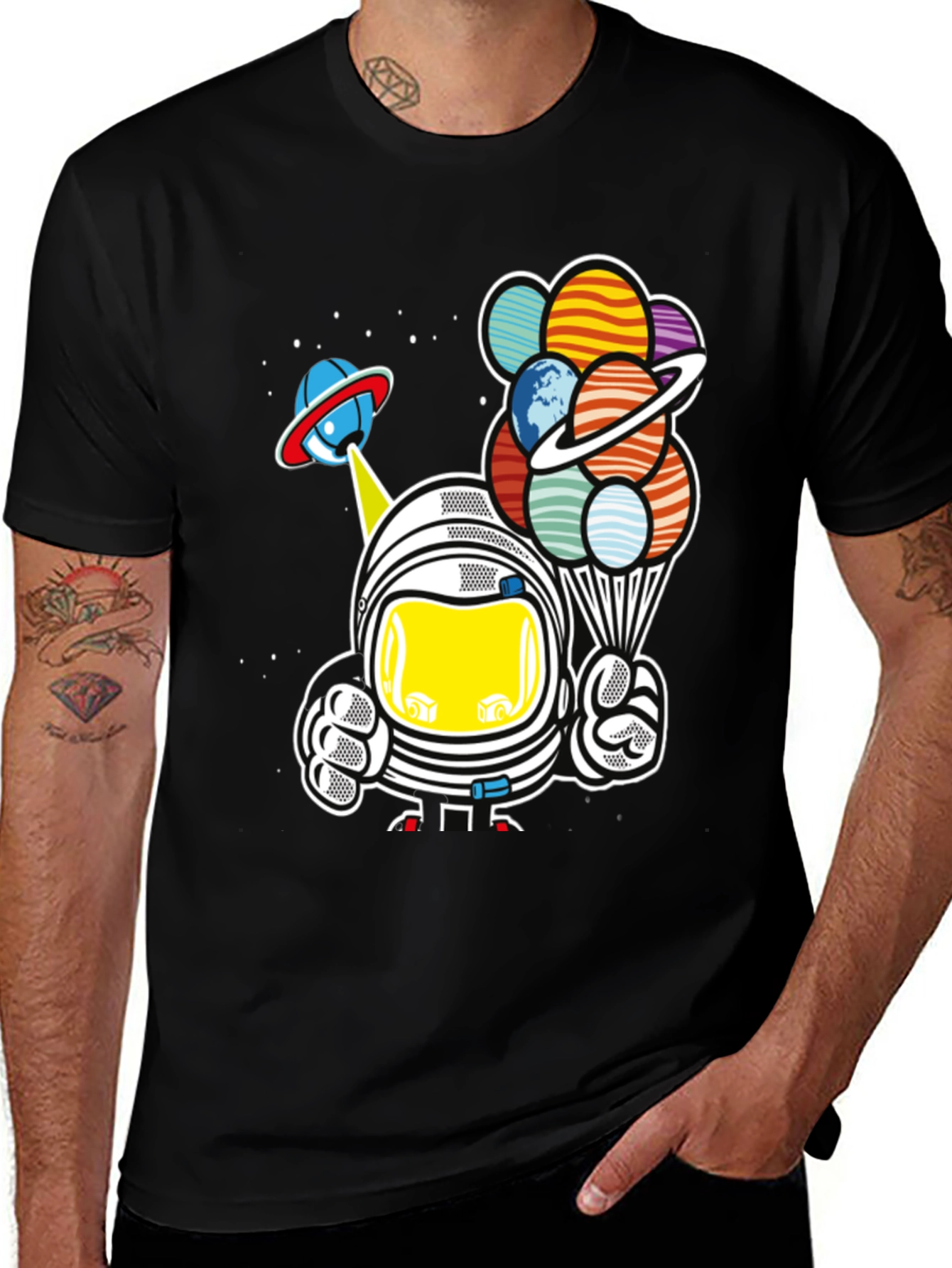 Variant 11 of Astronaut Planet Balloons Graphic T-Shirt
