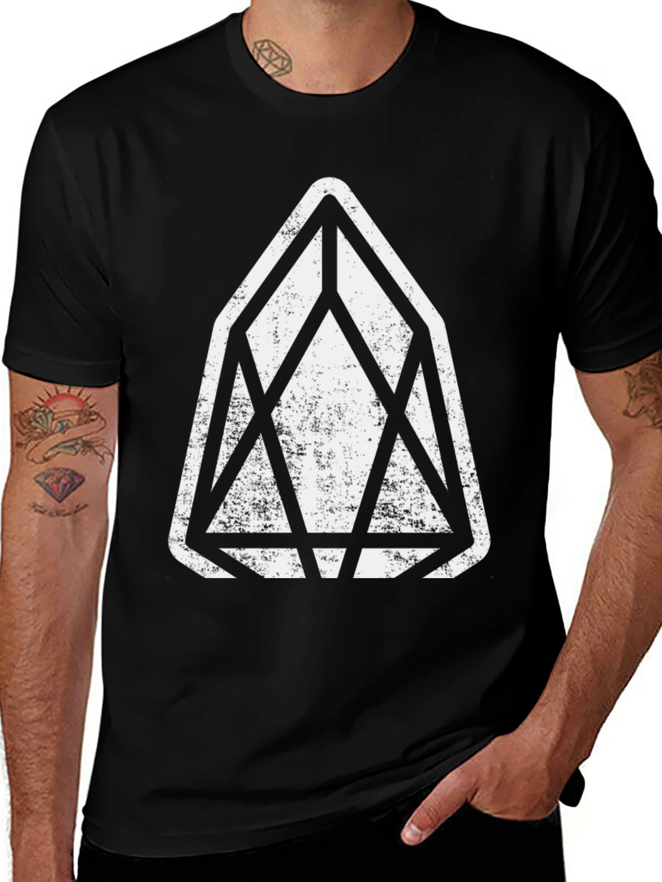 Variant 7 of Geometric Graphic Tee - Black Casual T-Shirt