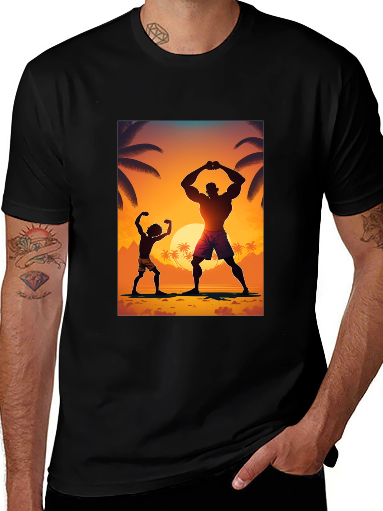 Variant 16 of Sunset Bodybuilding Graphic T-Shirt