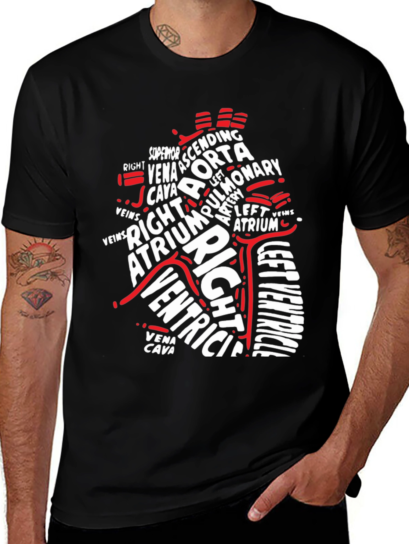 Anatomical Heart Typography Graphic T-Shirt