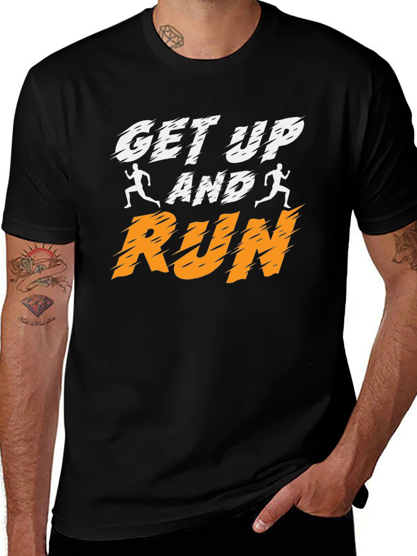 Variant 14 of Get Up and Run Black Graphic T-Shirt