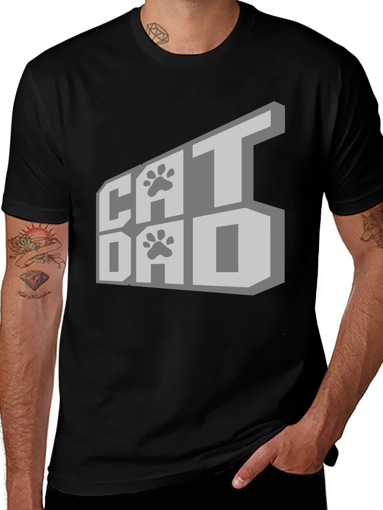 Cat Dad T-Shirt - Black