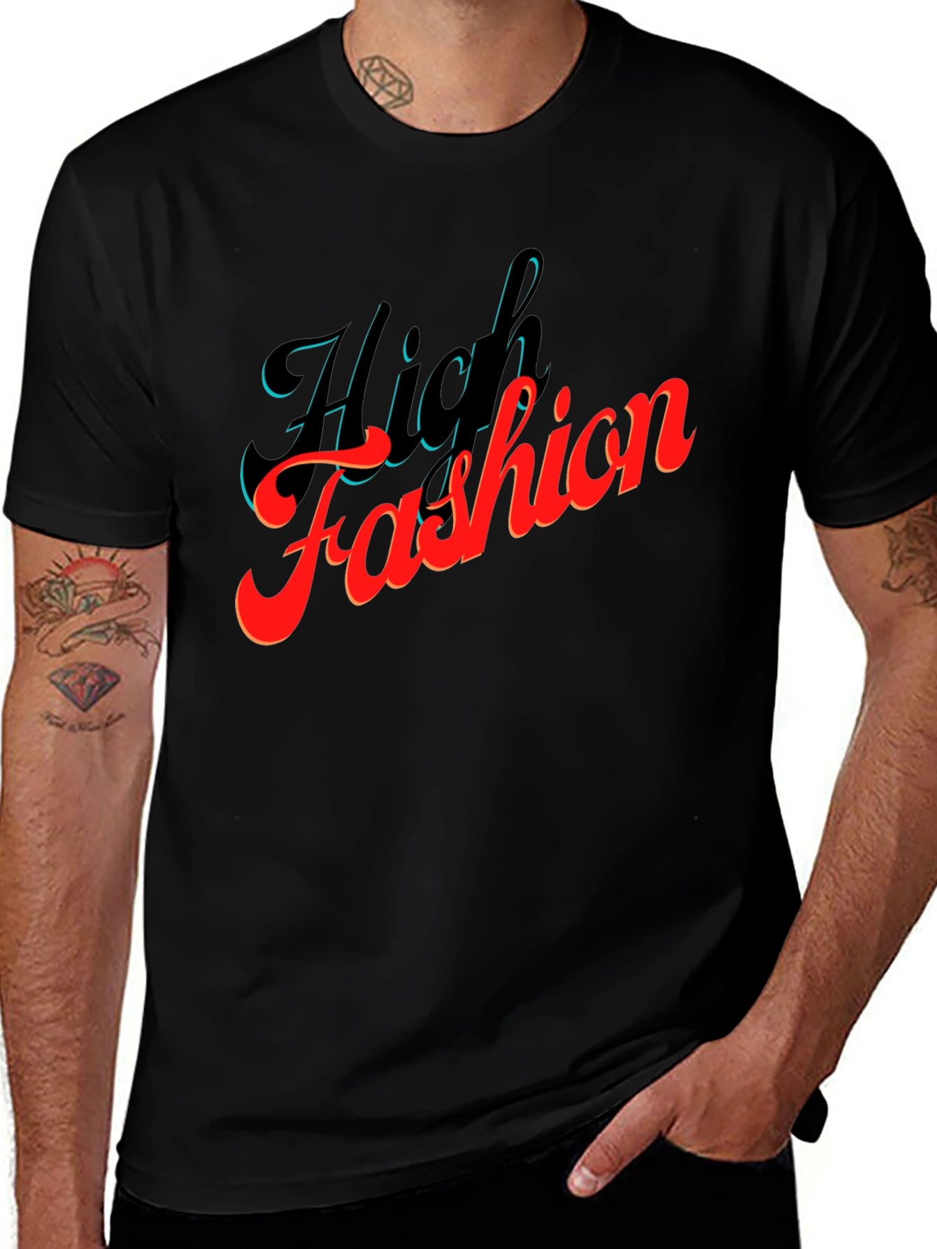 Variant 5 of High Fashion Graphic Tee - Stylish Black T-Shirt