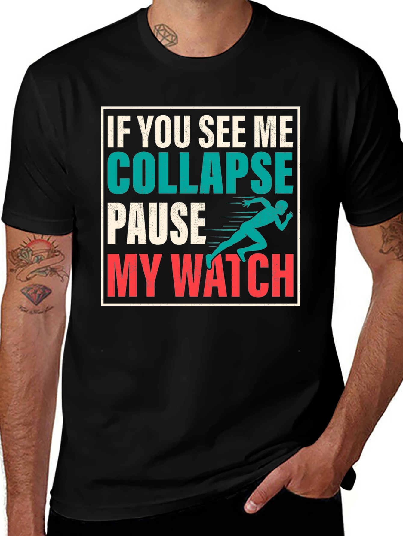 Variant 21 of Funny Running T-Shirt: Pause My Watch Design