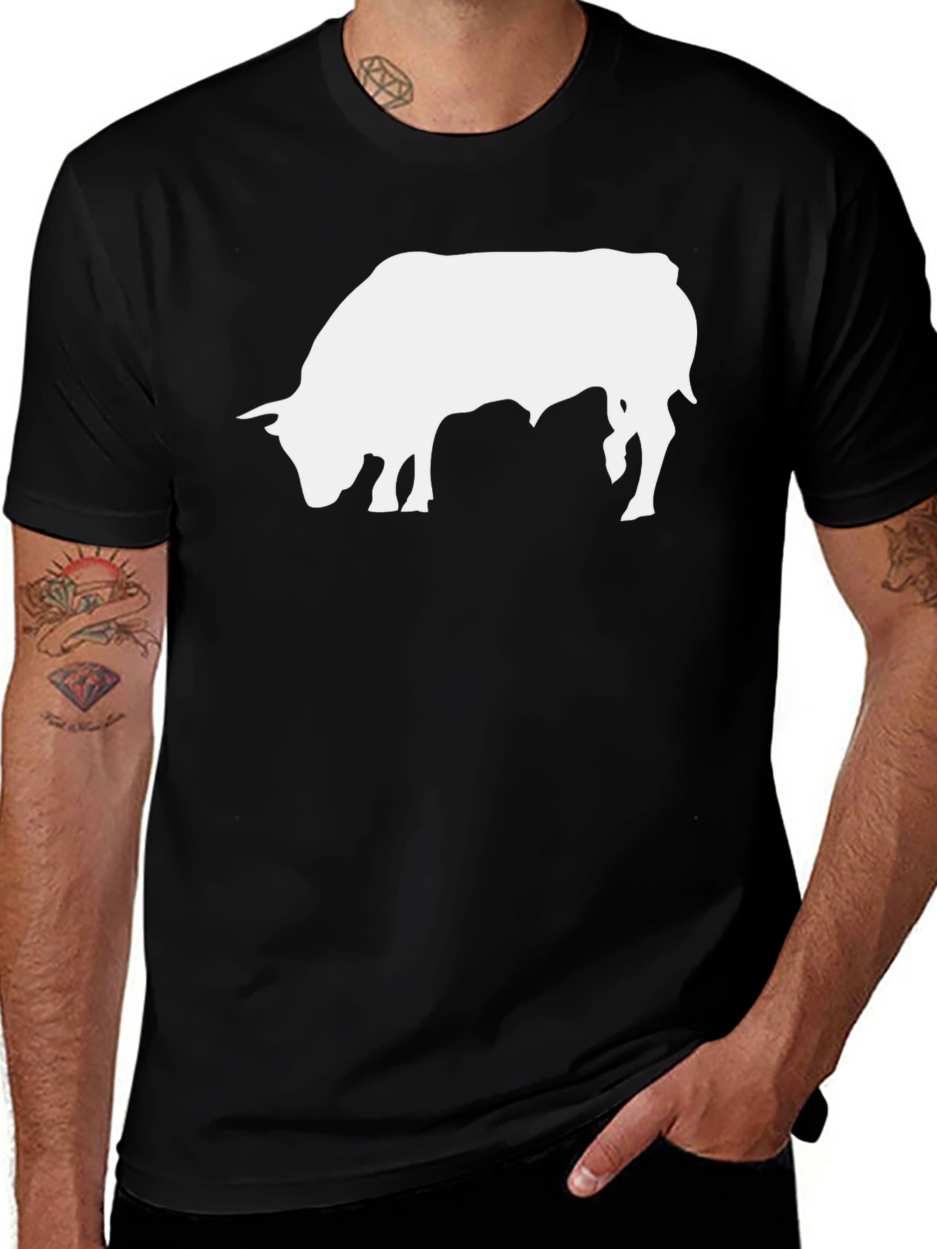 Variant 2 of Bull Silhouette Black T-Shirt