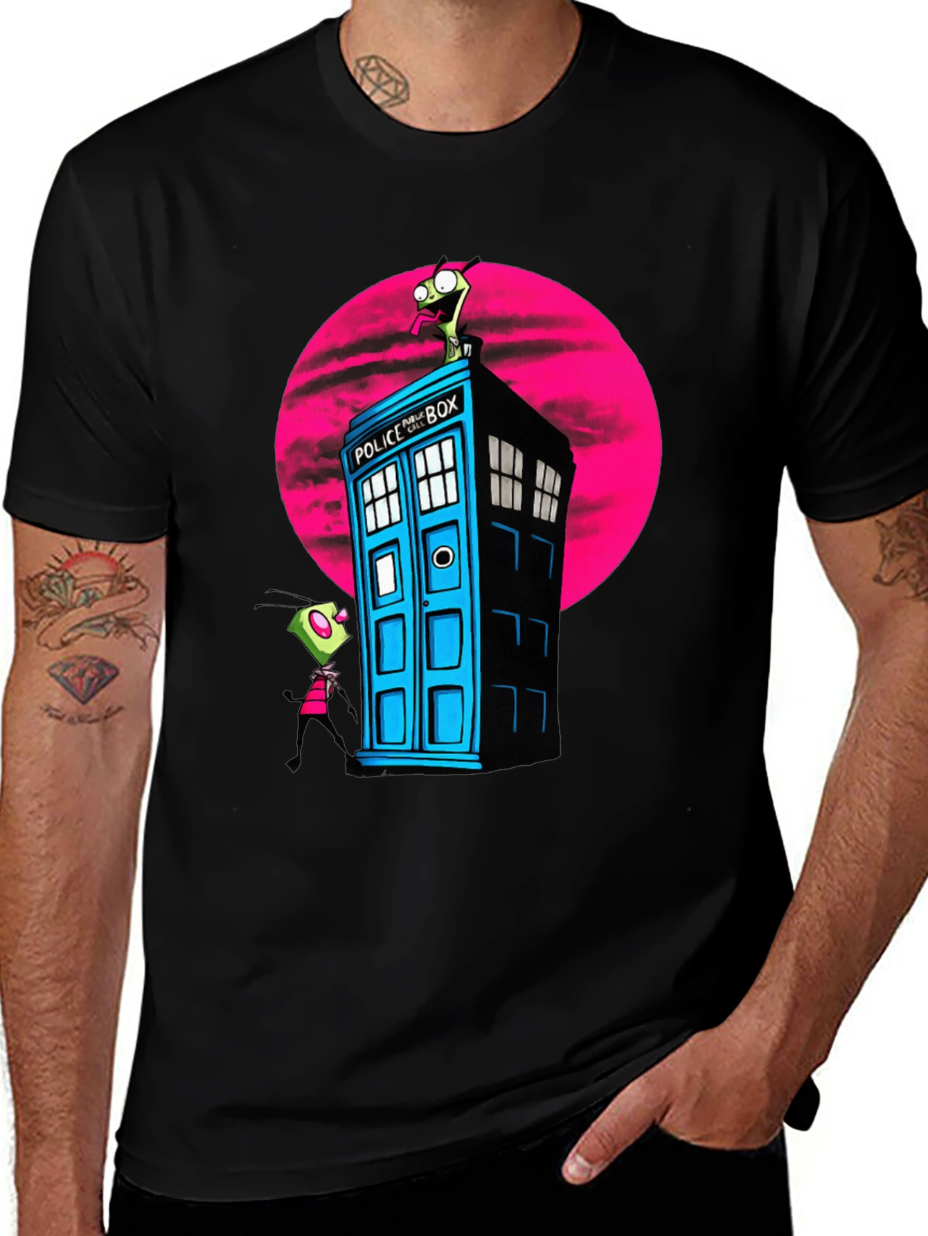 Invader Zim Tardis Black T-Shirt