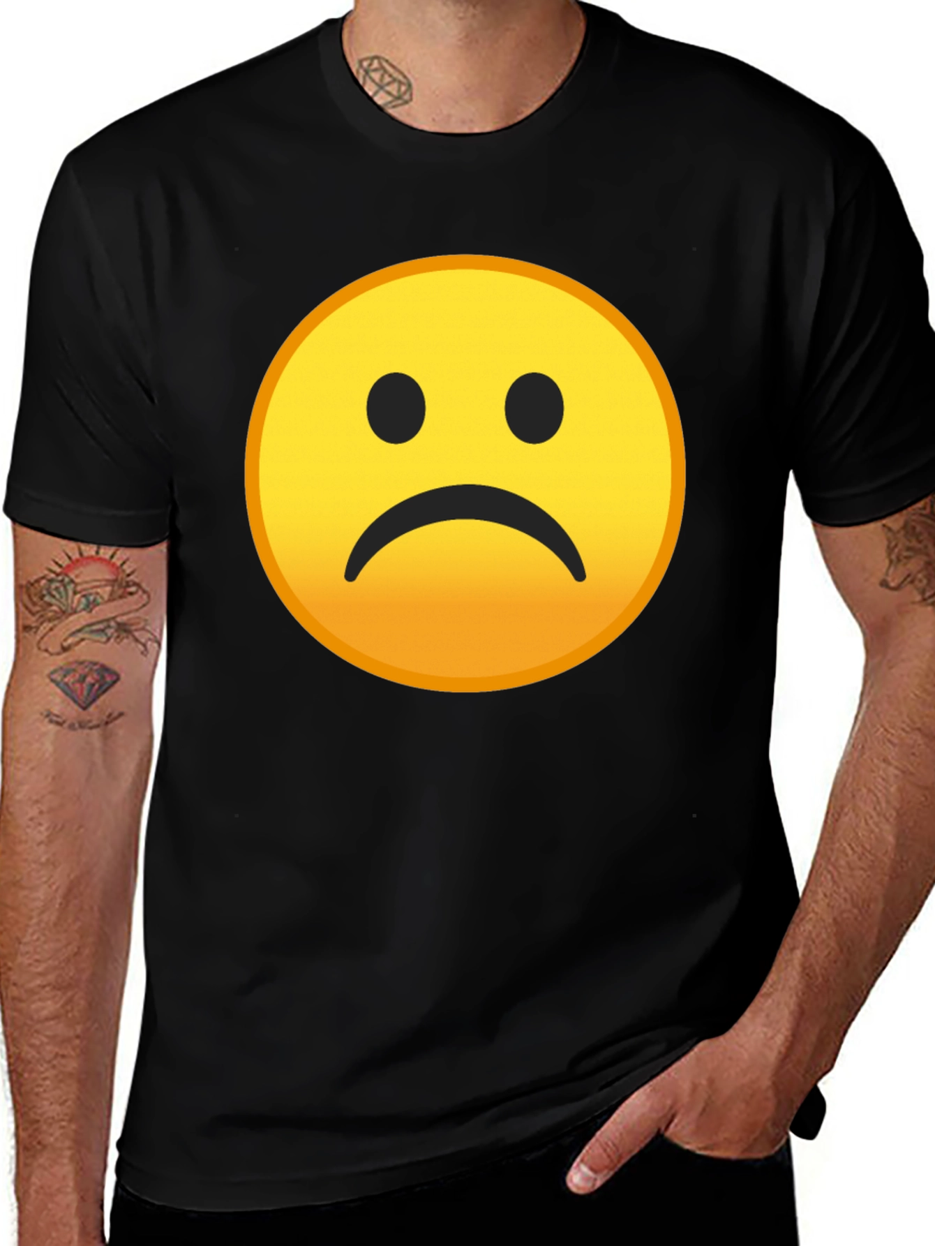 Variant 3 of Sad Emoji Graphic Black T-Shirt