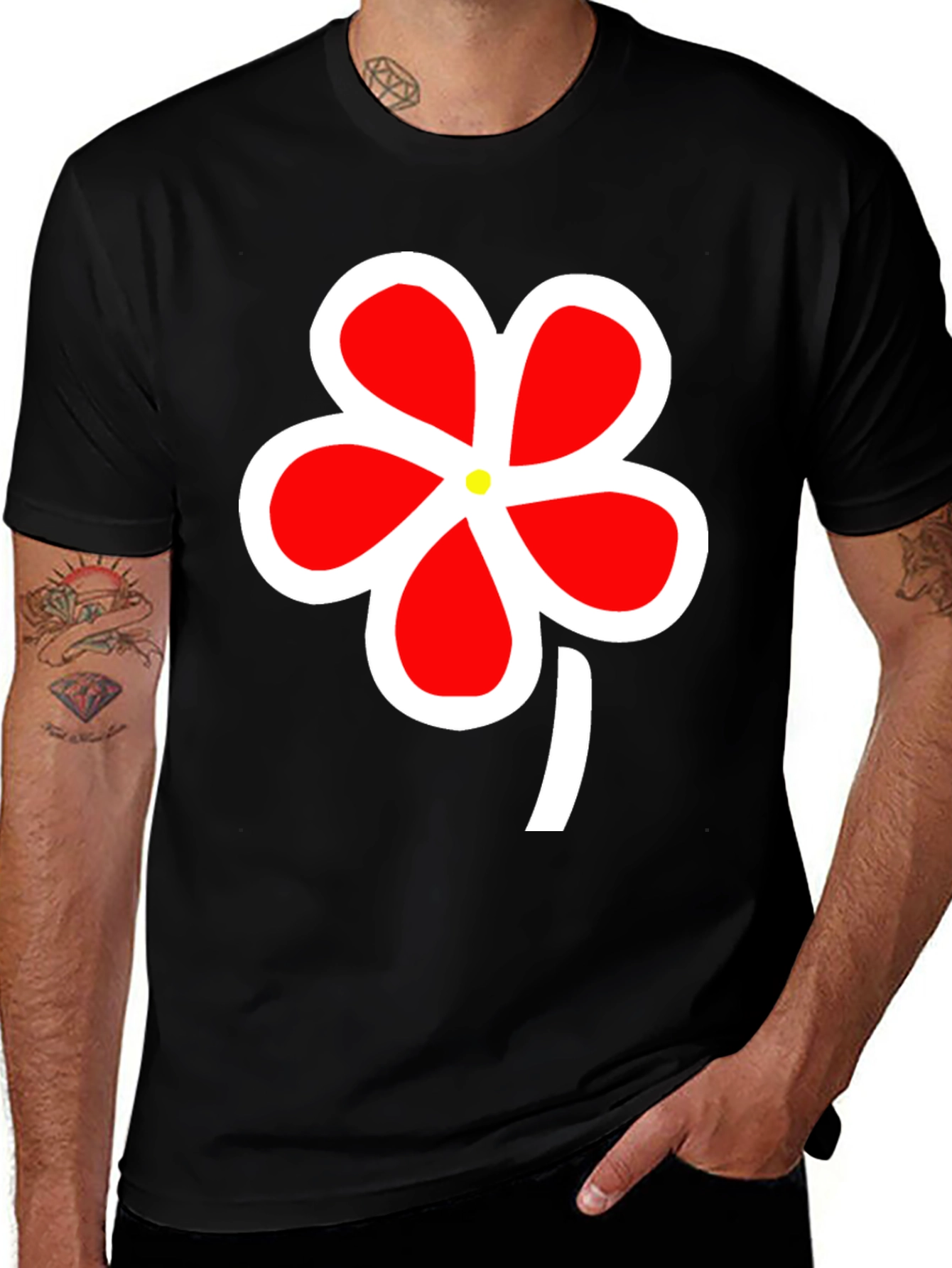 Variant 14 of Bold Floral Graphic Tee - Black