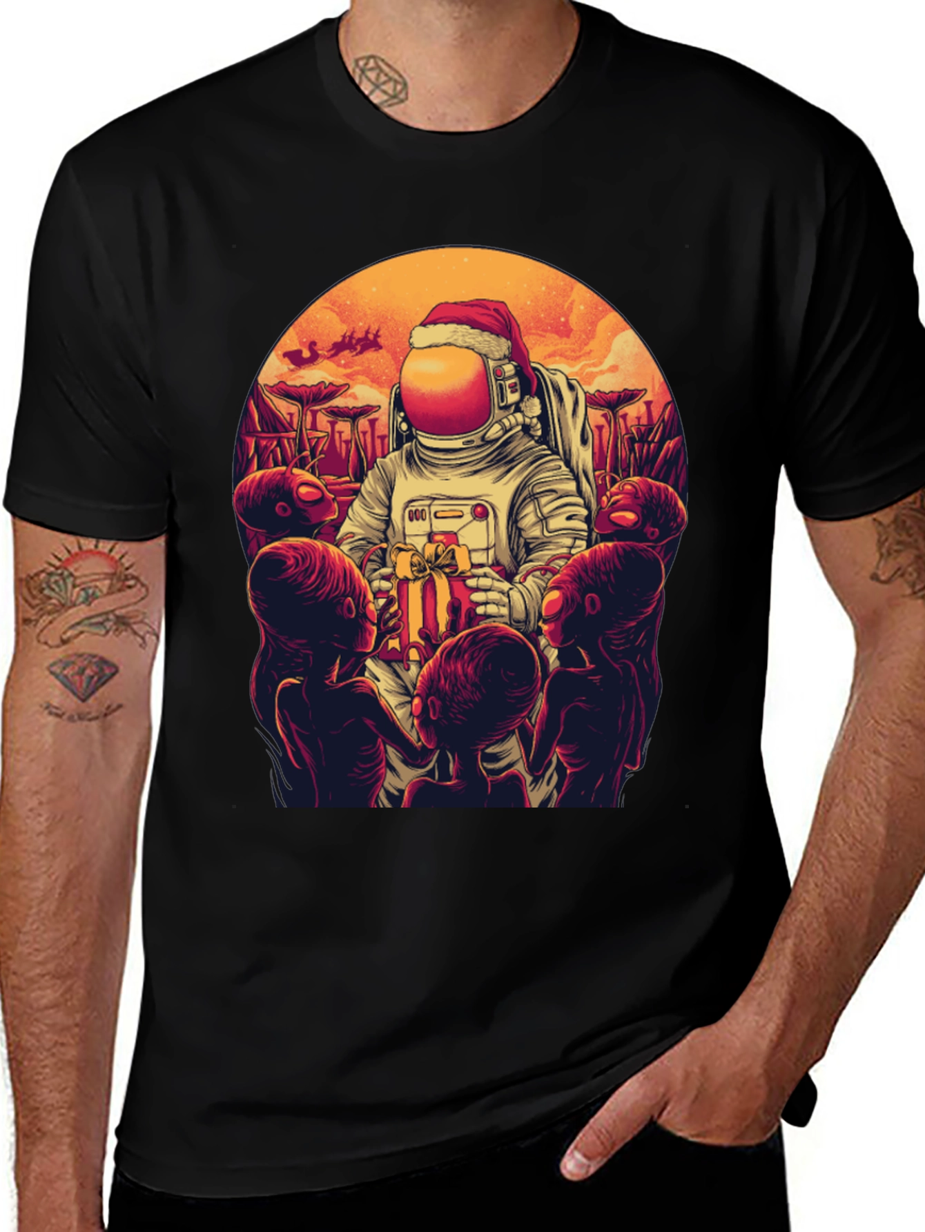 Cosmic Christmas T-Shirt - Astronaut Alien Gift